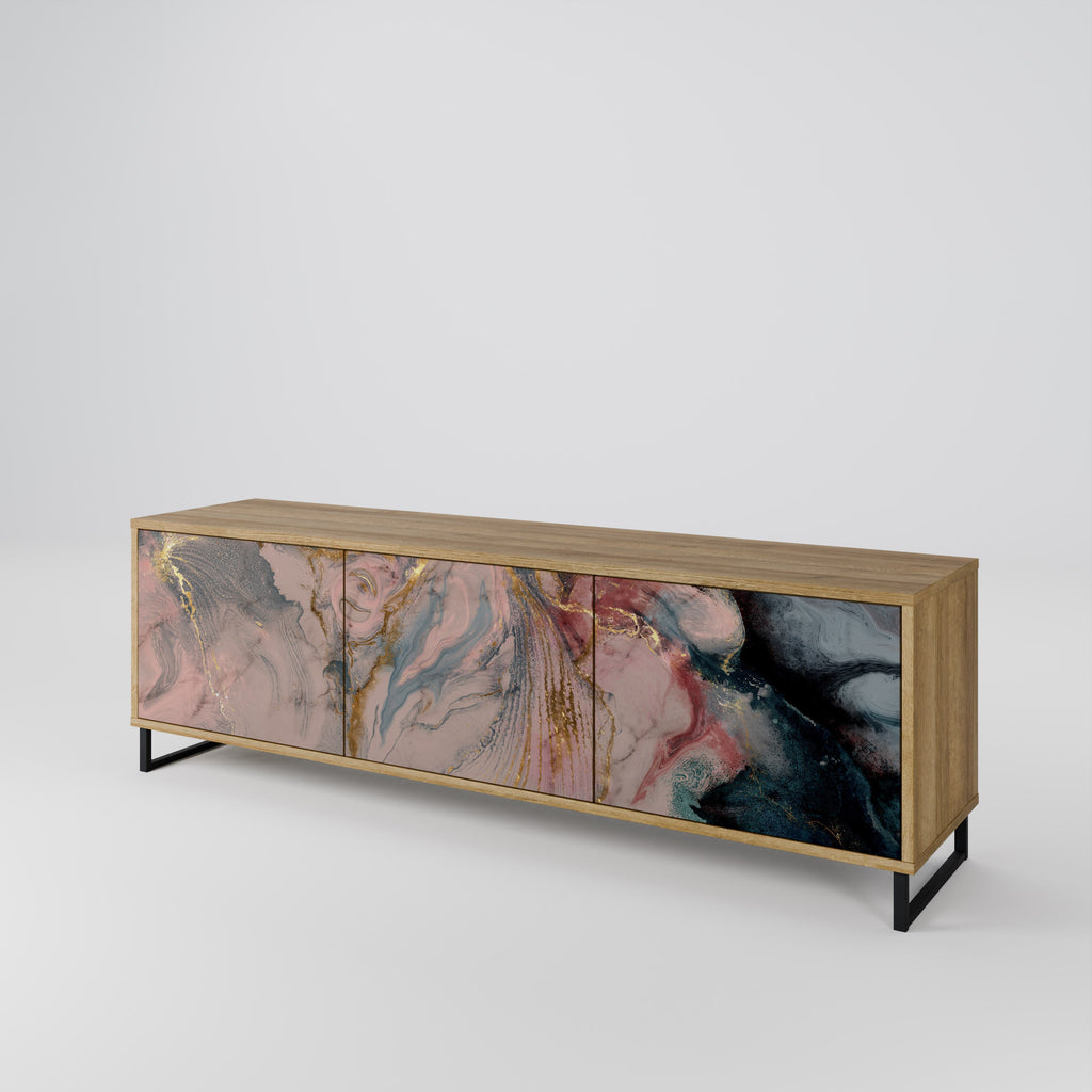 GILDED SWIRLS TV-Lowboard mit 3 Türen in Eiche-Optik