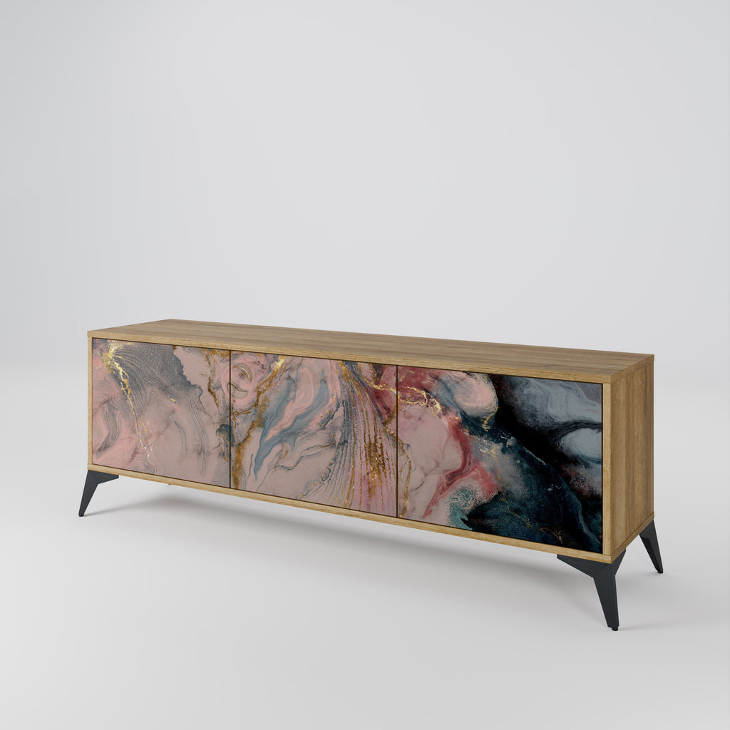 GILDED SWIRLS TV-Lowboard mit 3 Türen in Eiche-Optik
