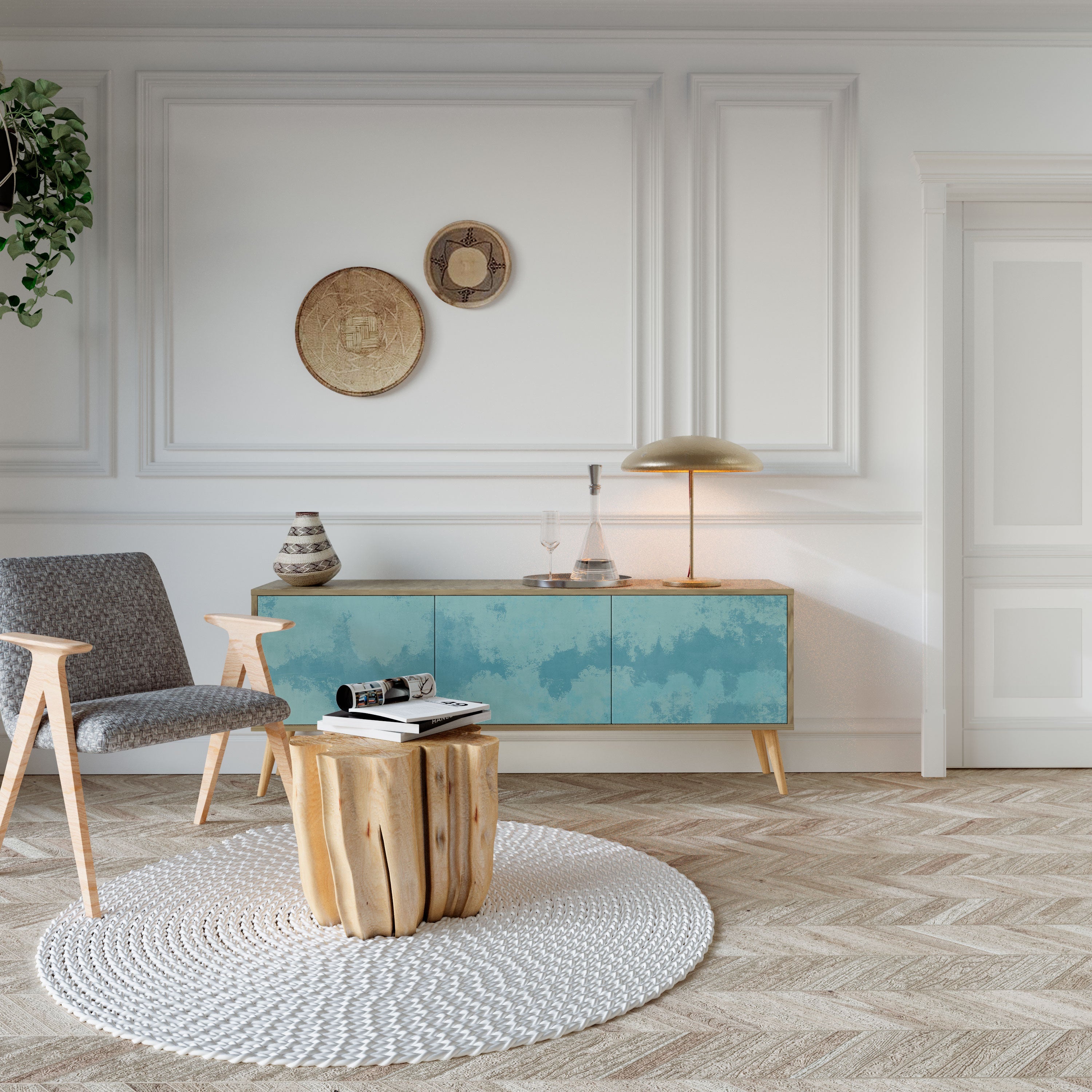 SKY WASH TV-Lowboard mit 3 Türen in Eiche-Optik