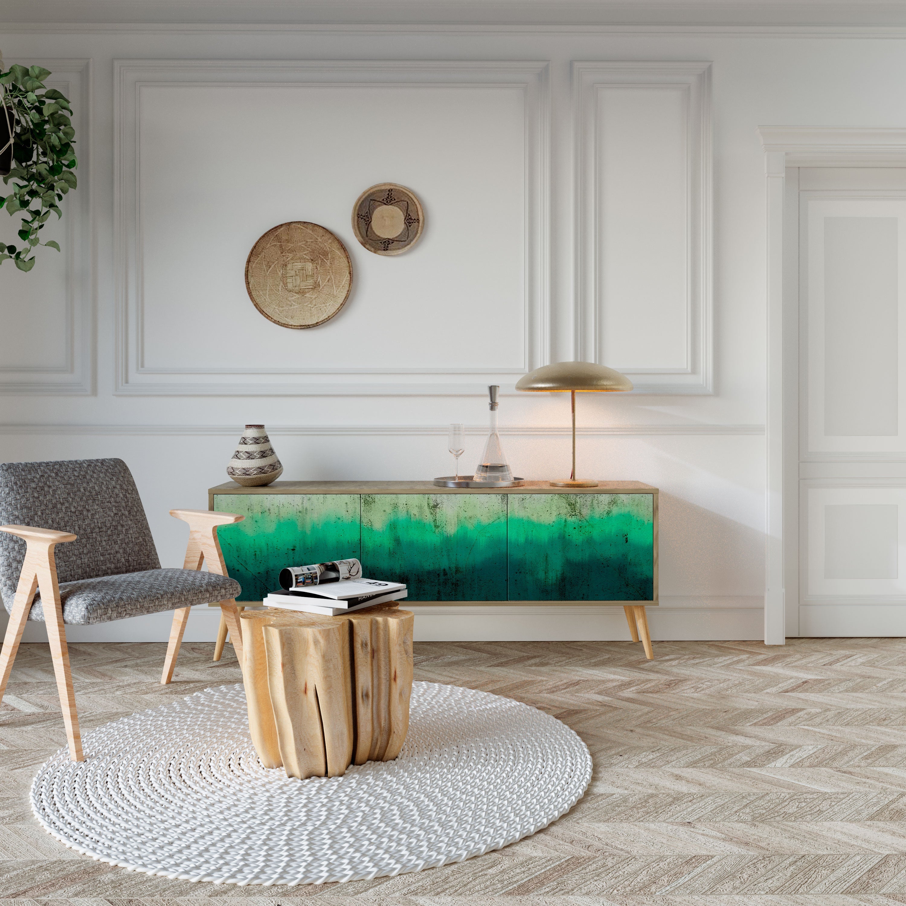 NORTHERN LIGHTS TV-Lowboard mit 3 Türen in Eiche-Optik