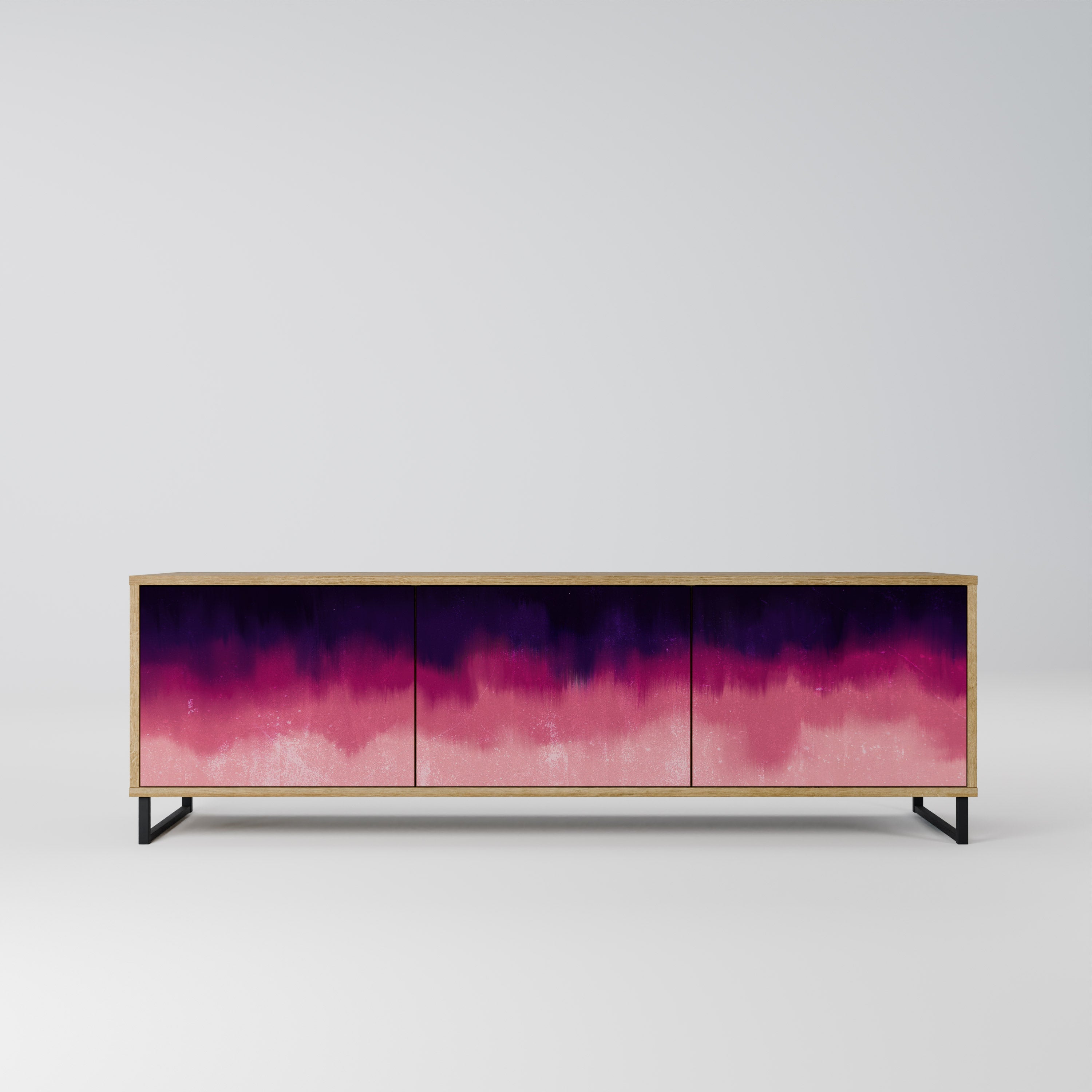 AURORA BOREALIS TV-Lowboard mit 3 Türen in Eiche-Optik