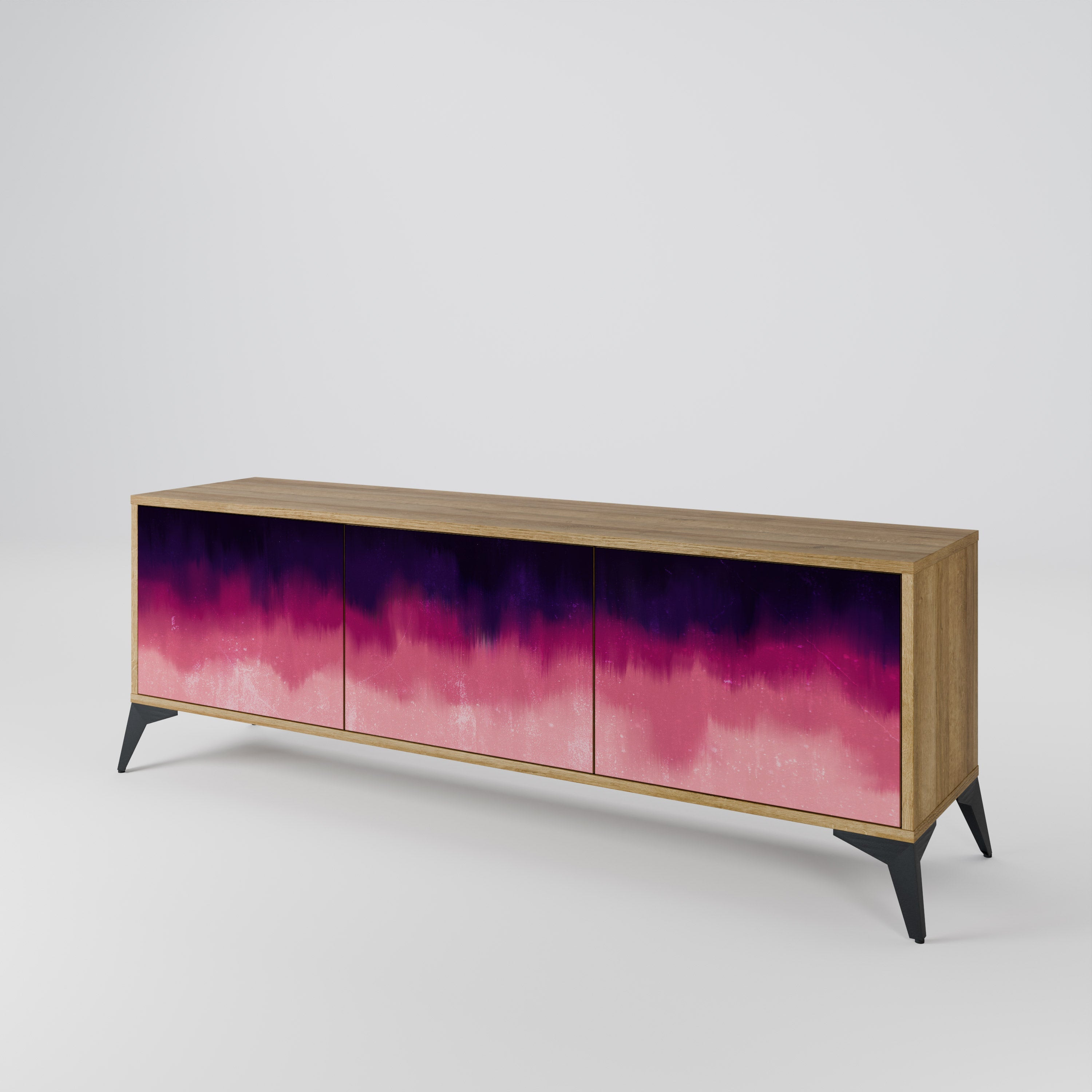 AURORA BOREALIS TV-Lowboard mit 3 Türen in Eiche-Optik
