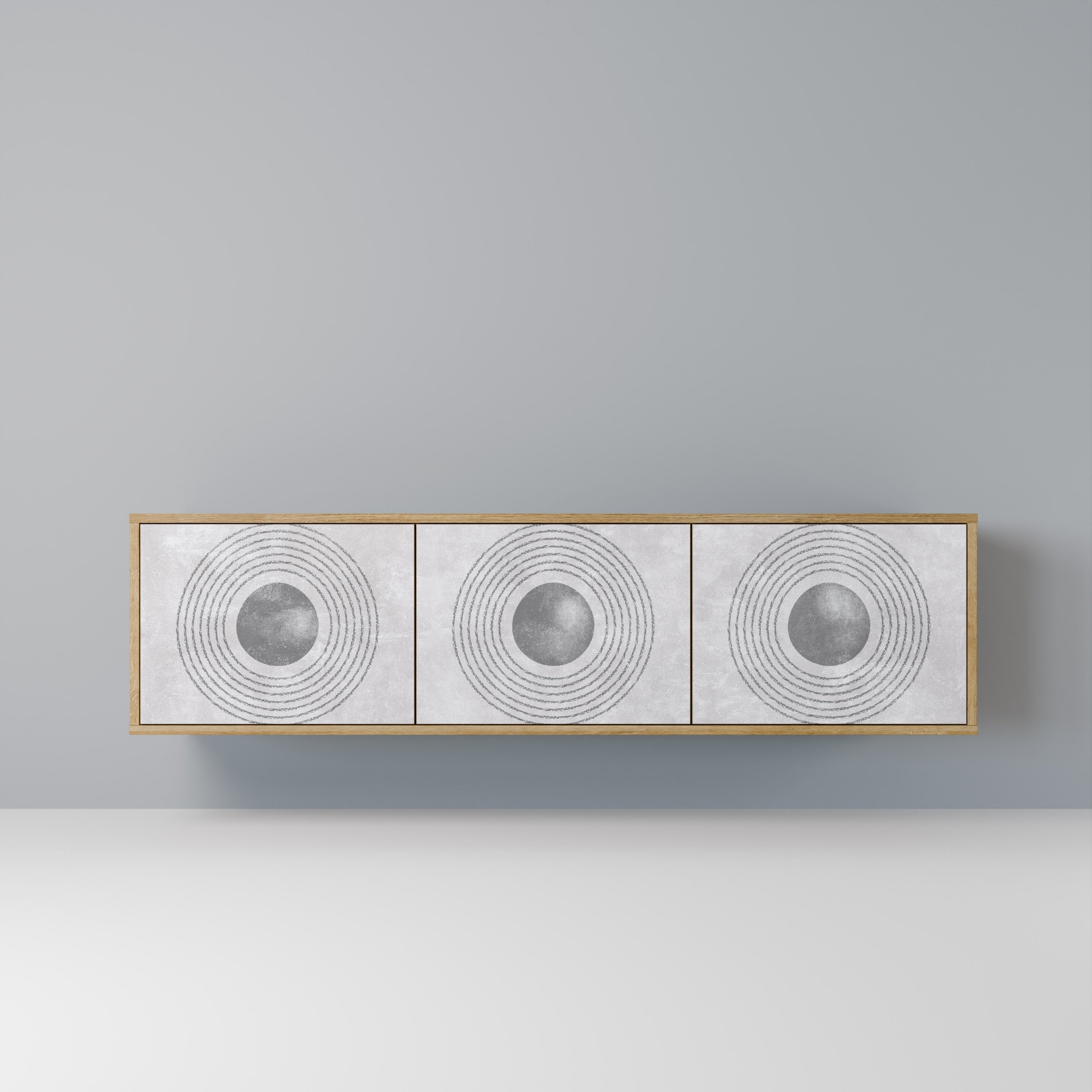 SOLID CIRCLES TV-Lowboard mit 3 Türen in Eiche-Optik