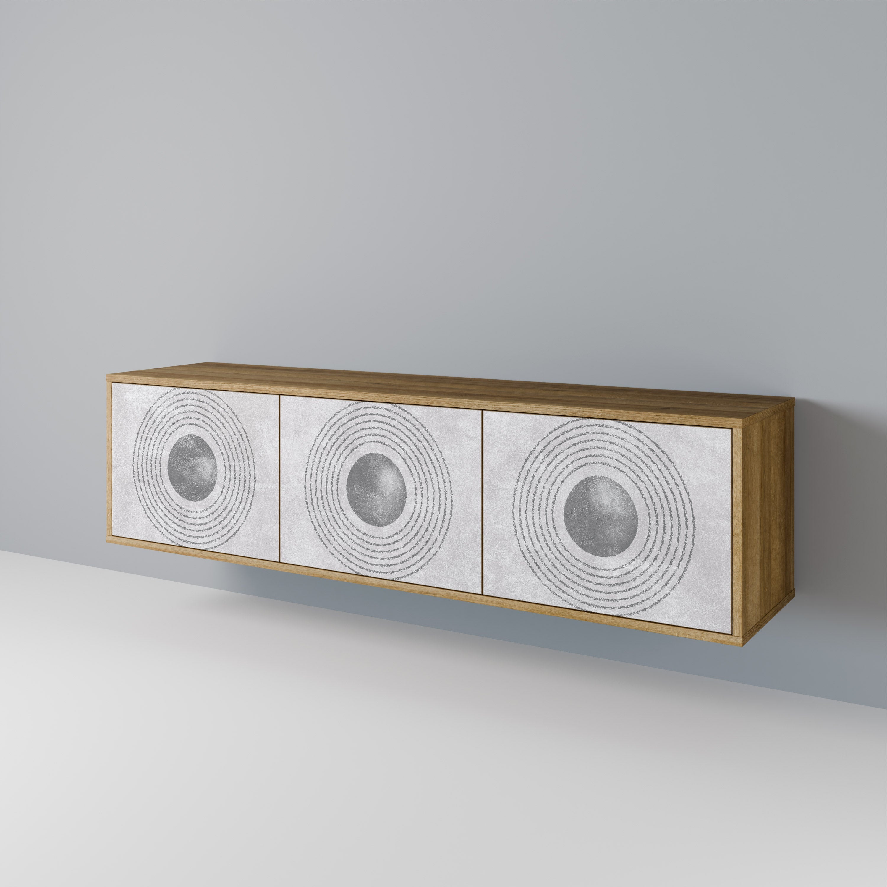 SOLID CIRCLES TV-Lowboard mit 3 Türen in Eiche-Optik