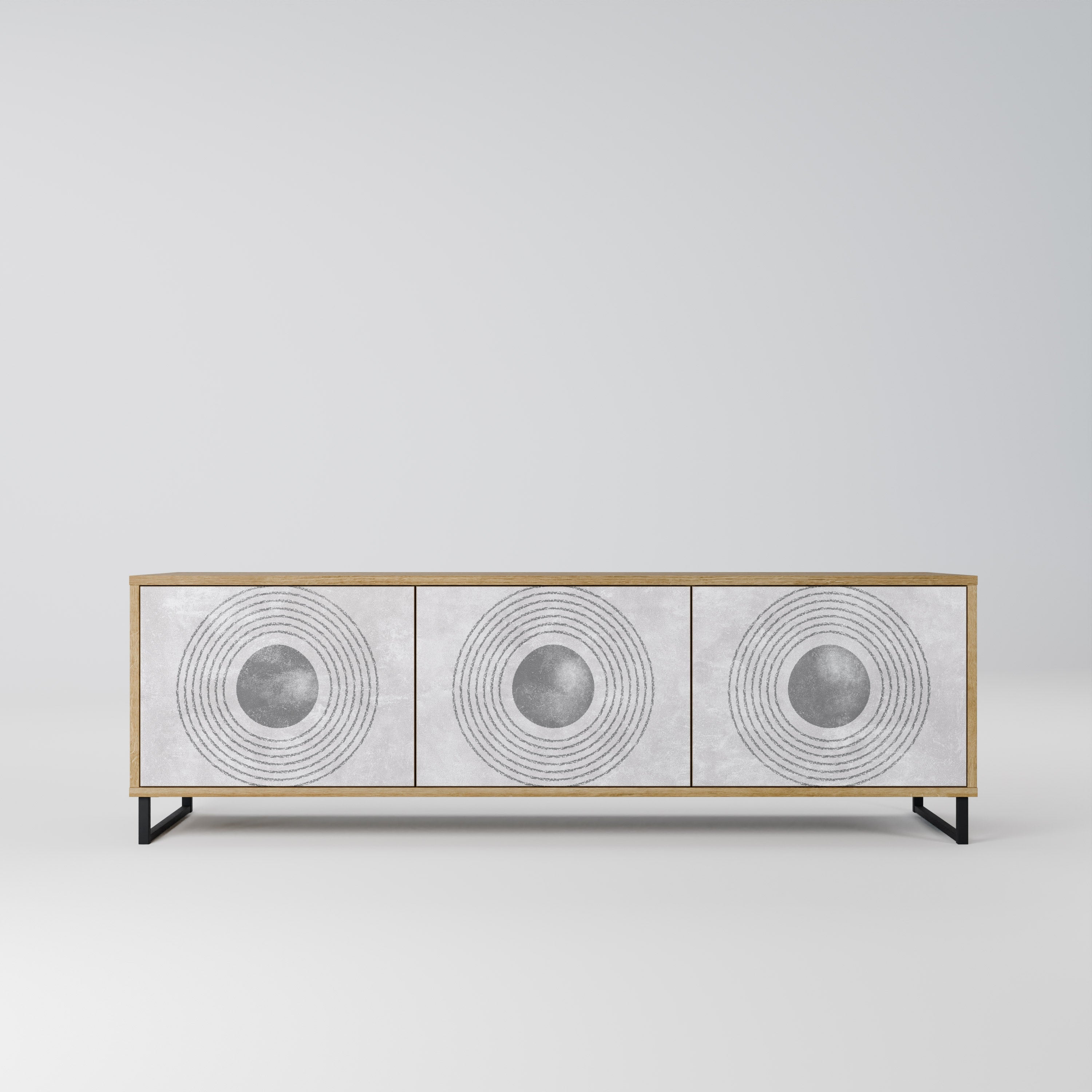 SOLID CIRCLES TV-Lowboard mit 3 Türen in Eiche-Optik