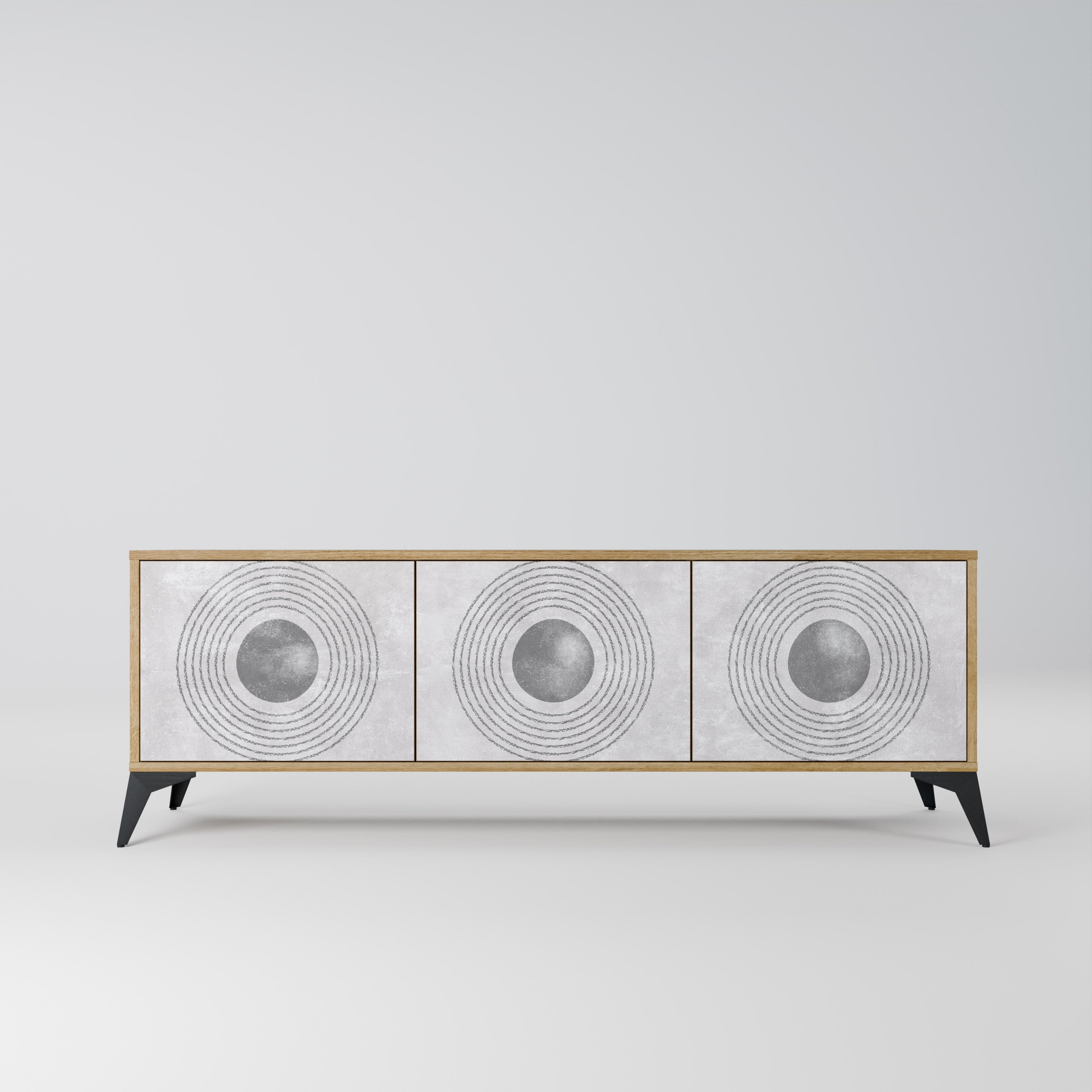 SOLID CIRCLES TV-Lowboard mit 3 Türen in Eiche-Optik