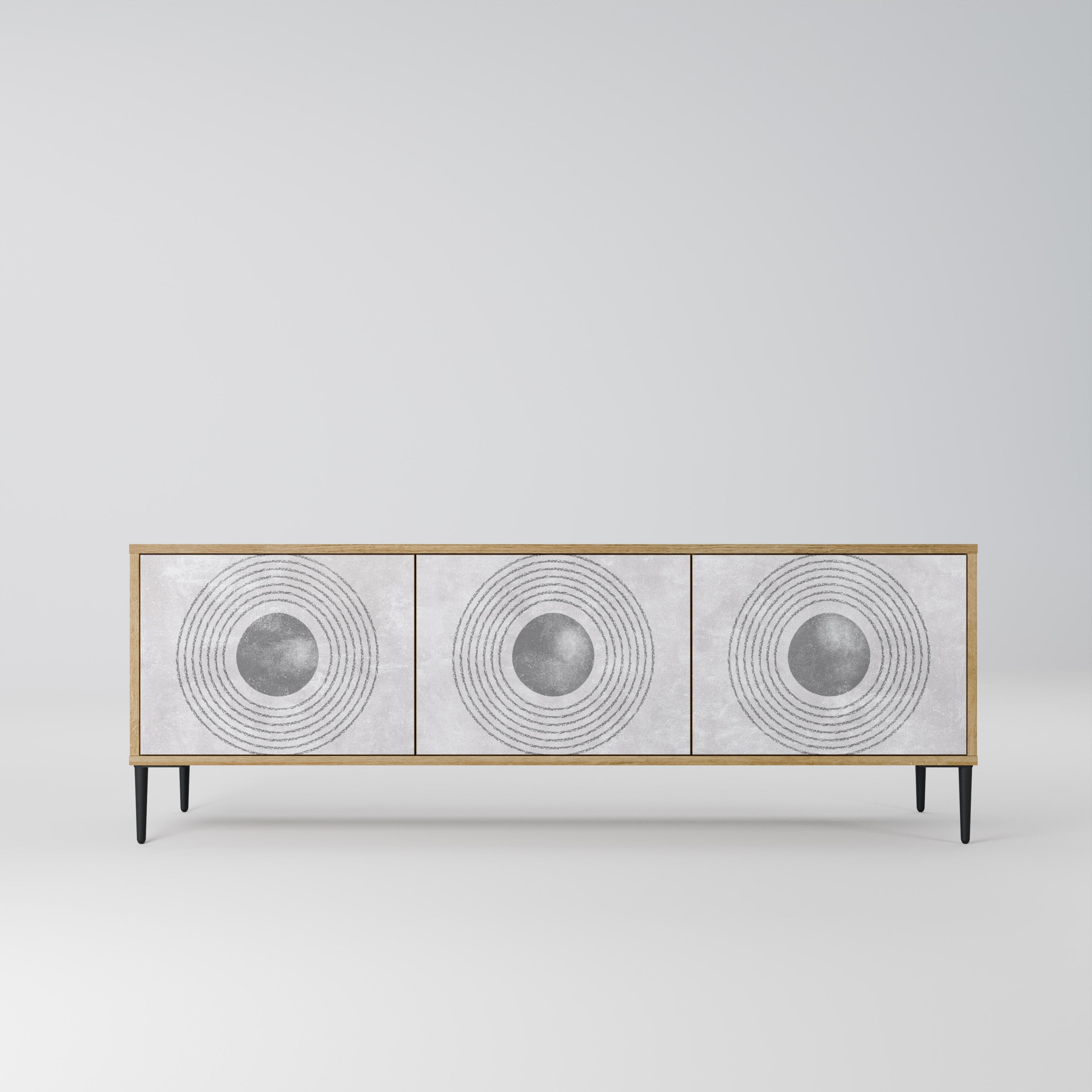 SOLID CIRCLES TV-Lowboard mit 3 Türen in Eiche-Optik