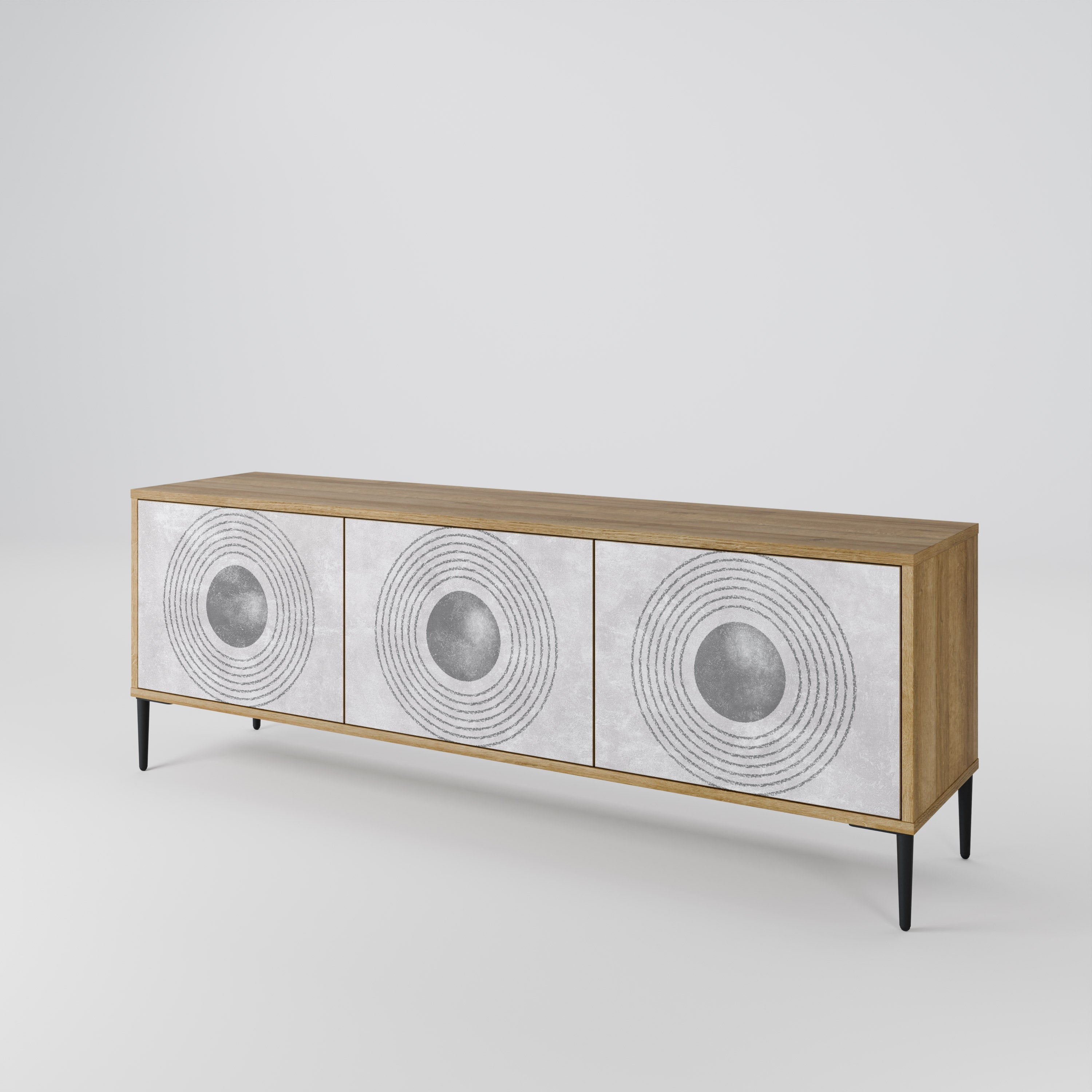 SOLID CIRCLES TV-Lowboard mit 3 Türen in Eiche-Optik