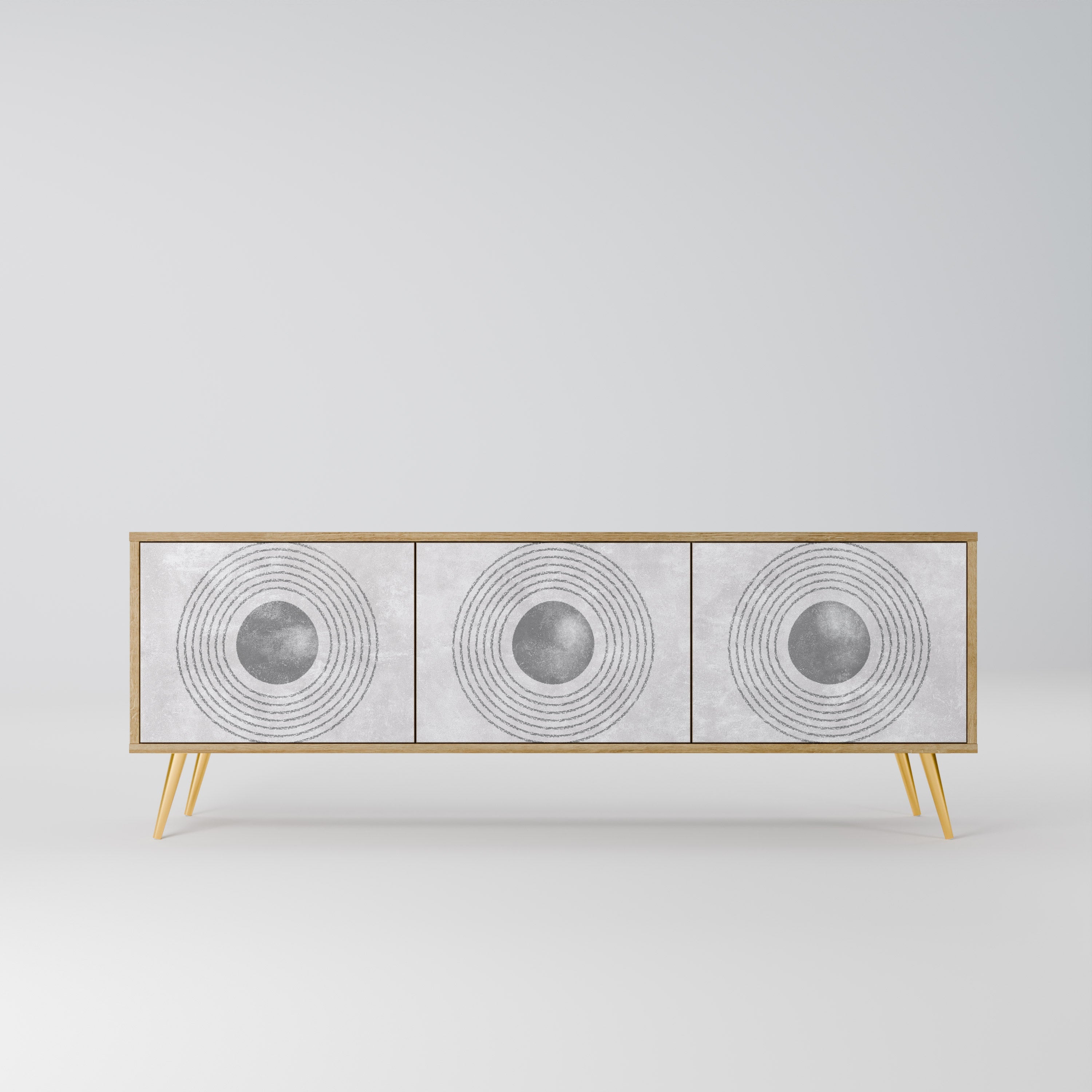 SOLID CIRCLES TV-Lowboard mit 3 Türen in Eiche-Optik