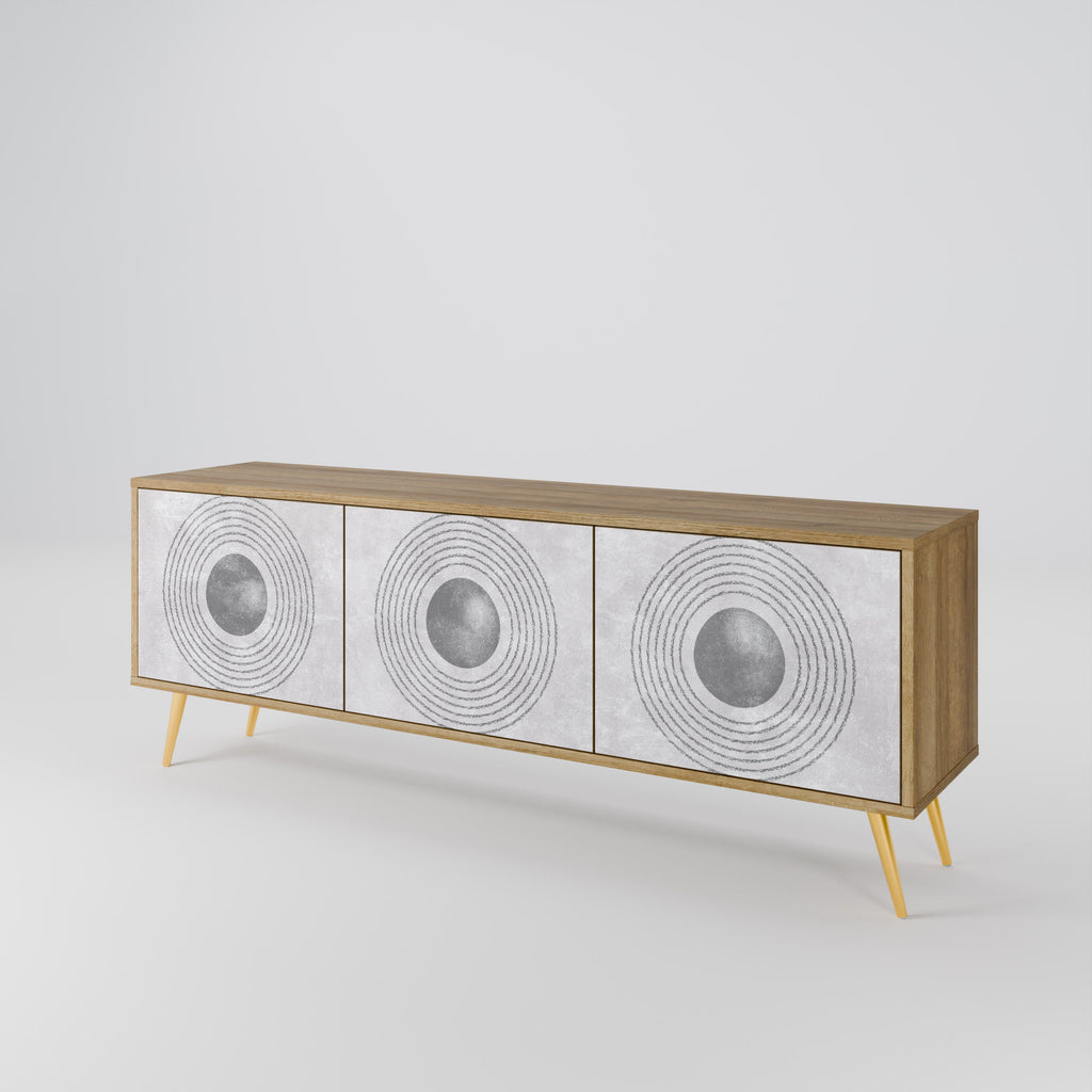 SOLID CIRCLES TV-Lowboard mit 3 Türen in Eiche-Optik