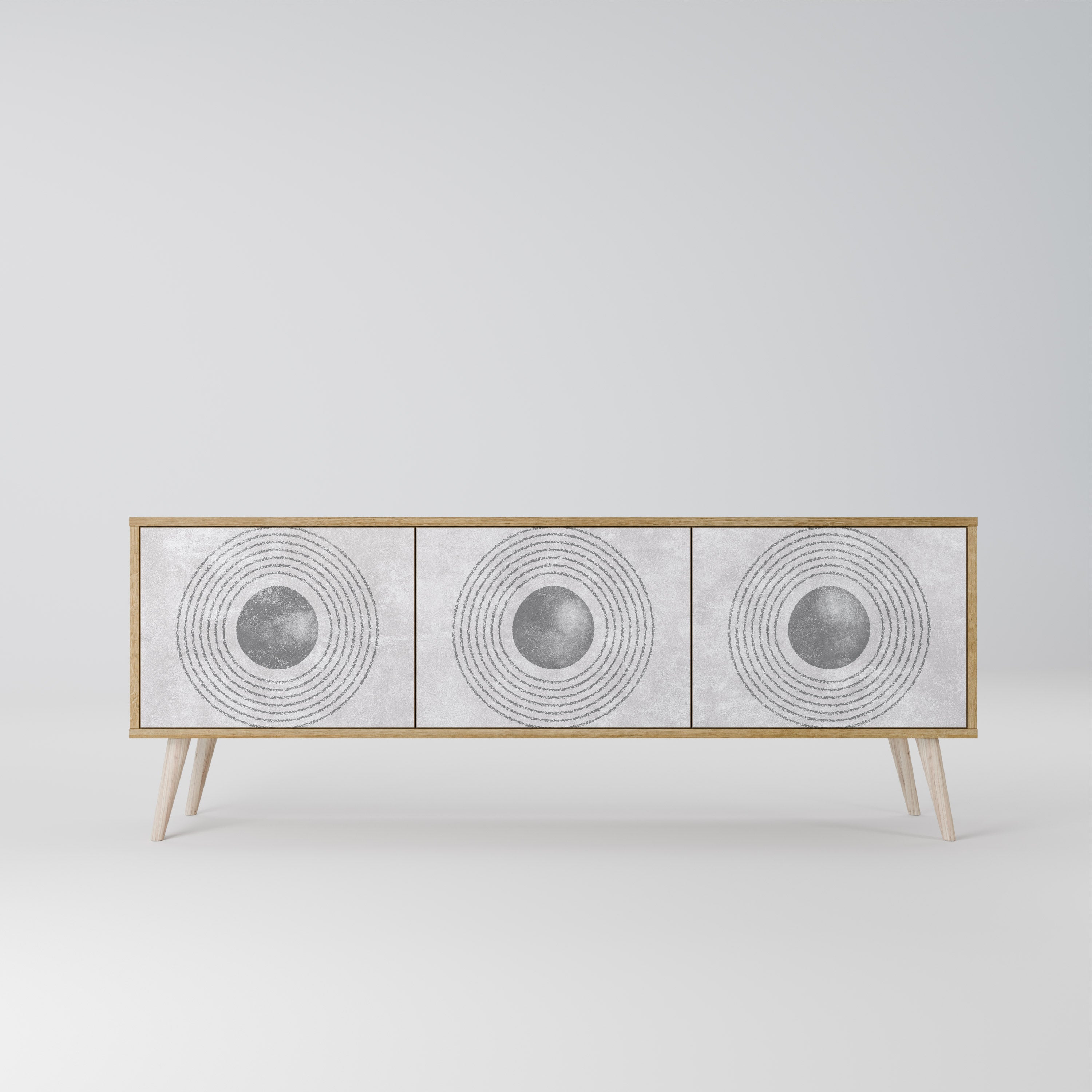 SOLID CIRCLES TV-Lowboard mit 3 Türen in Eiche-Optik