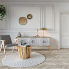 SOLID CIRCLES TV-Lowboard mit 3 Türen in Eiche-Optik