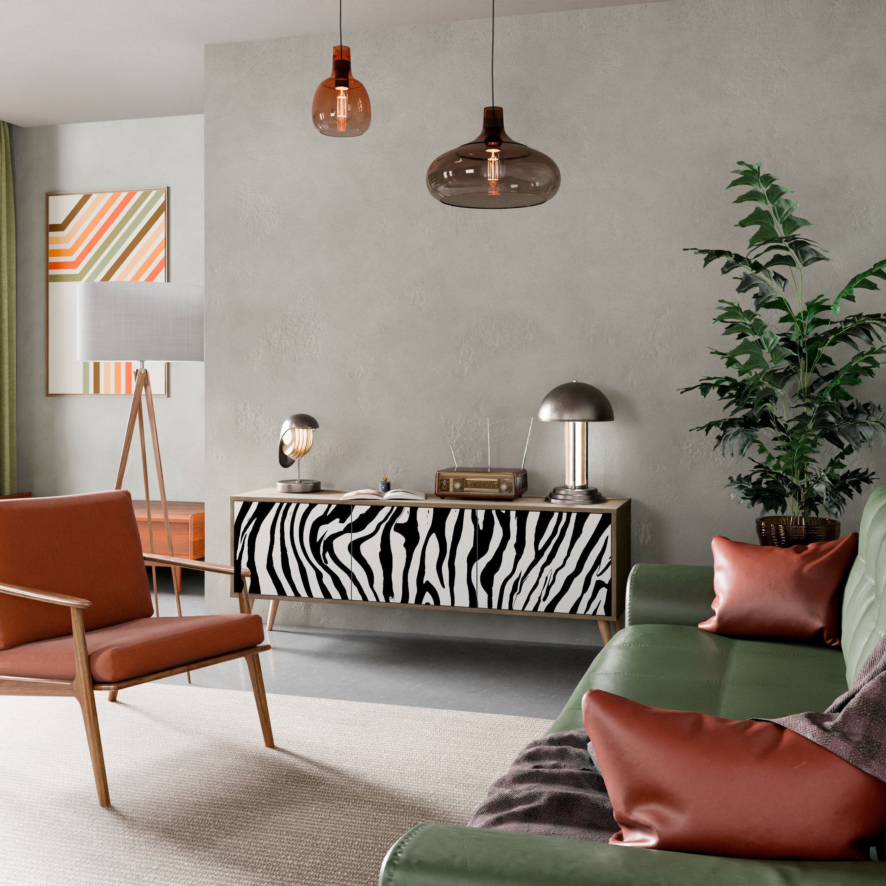 SPLENDID ZEBRA TV-Lowboard mit 3 Türen in Eiche-Optik