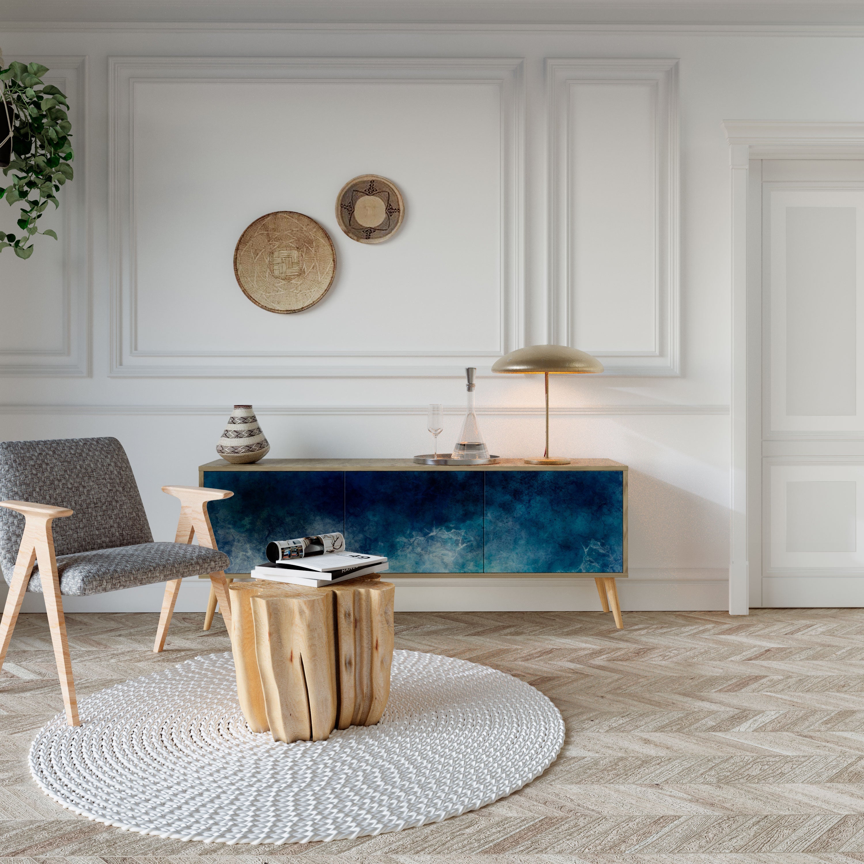 CELESTIAL FALL TV-Lowboard mit 3 Türen in Eiche-Optik