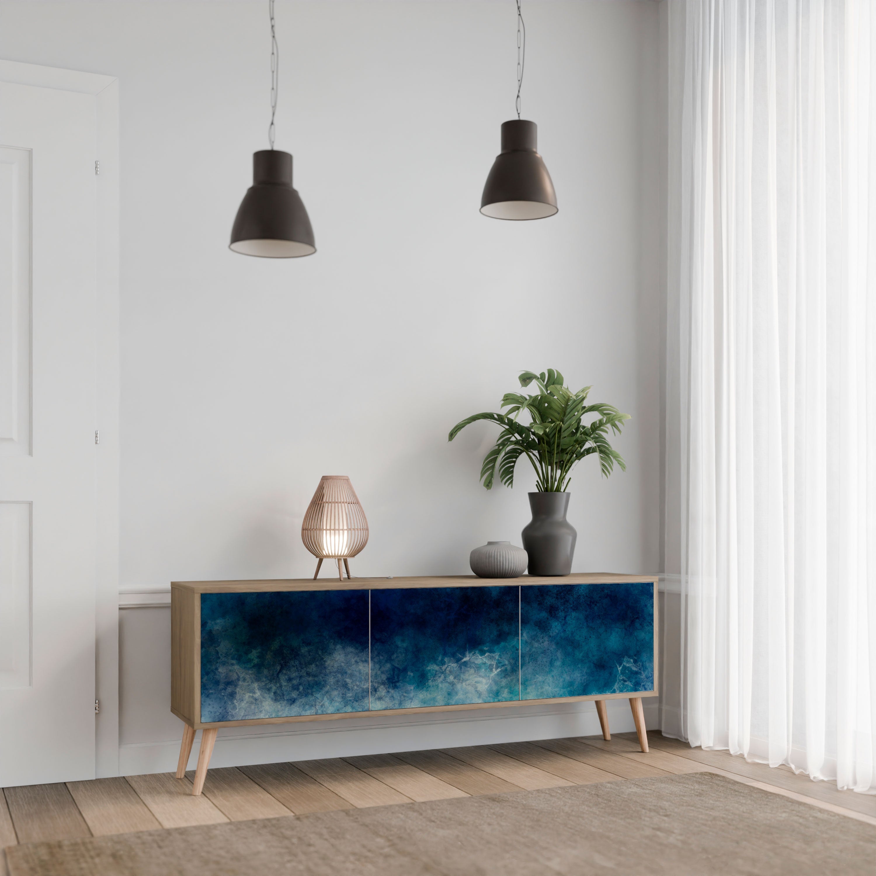 CELESTIAL FALL TV-Lowboard mit 3 Türen in Eiche-Optik