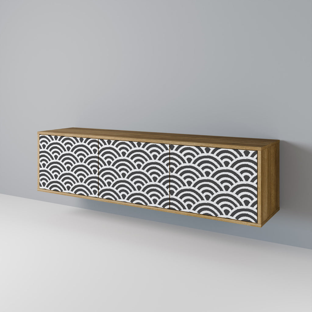 GLOOMY HOST TV-Lowboard mit 3 Türen in Eiche-Optik