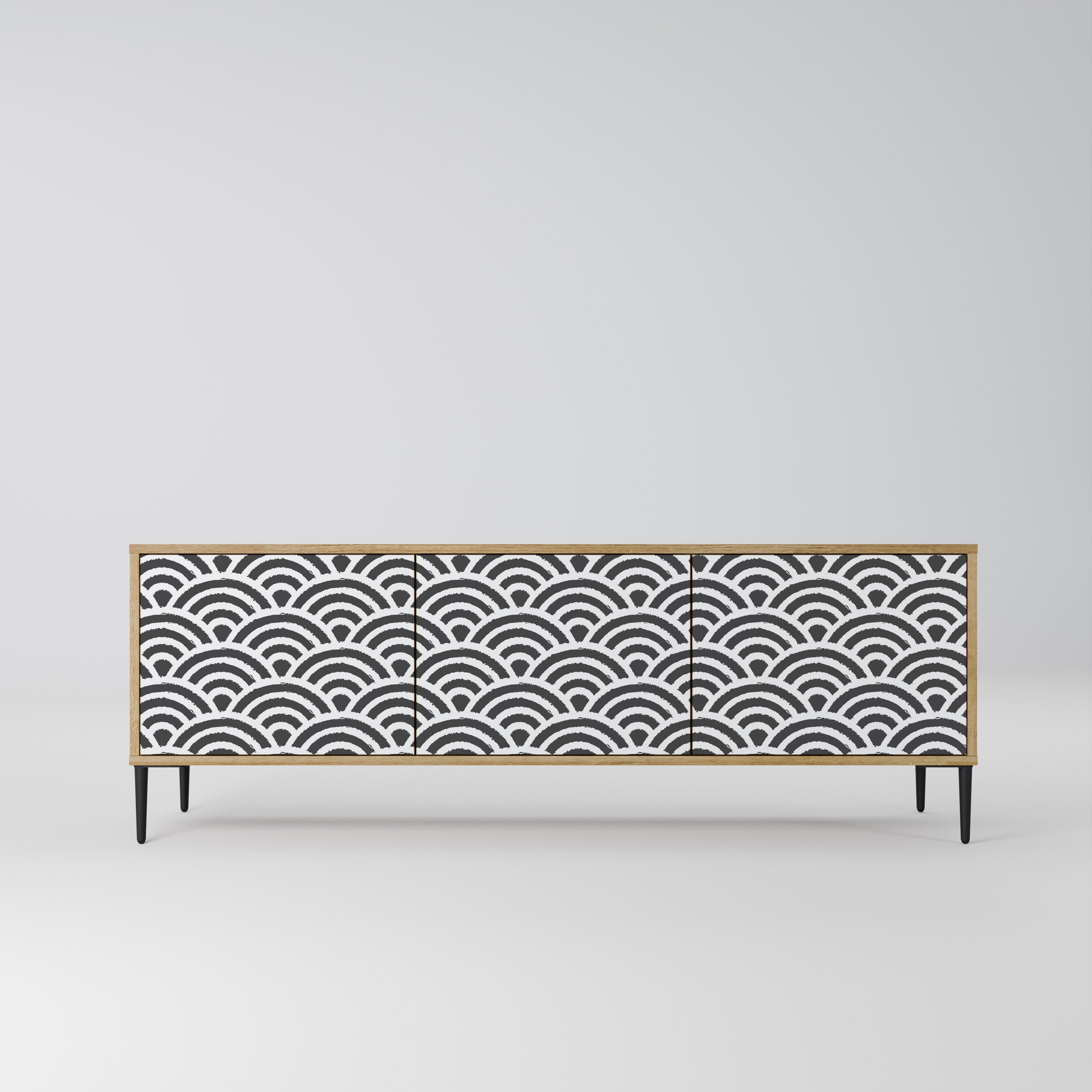 GLOOMY HOST TV-Lowboard mit 3 Türen in Eiche-Optik