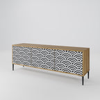 GLOOMY HOST TV-Lowboard mit 3 Türen in Eiche-Optik