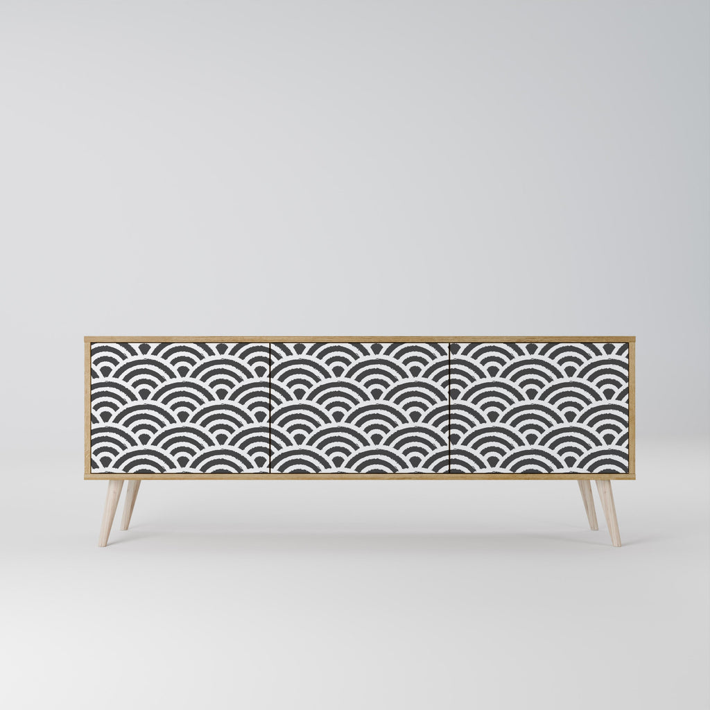 GLOOMY HOST TV-Lowboard mit 3 Türen in Eiche-Optik