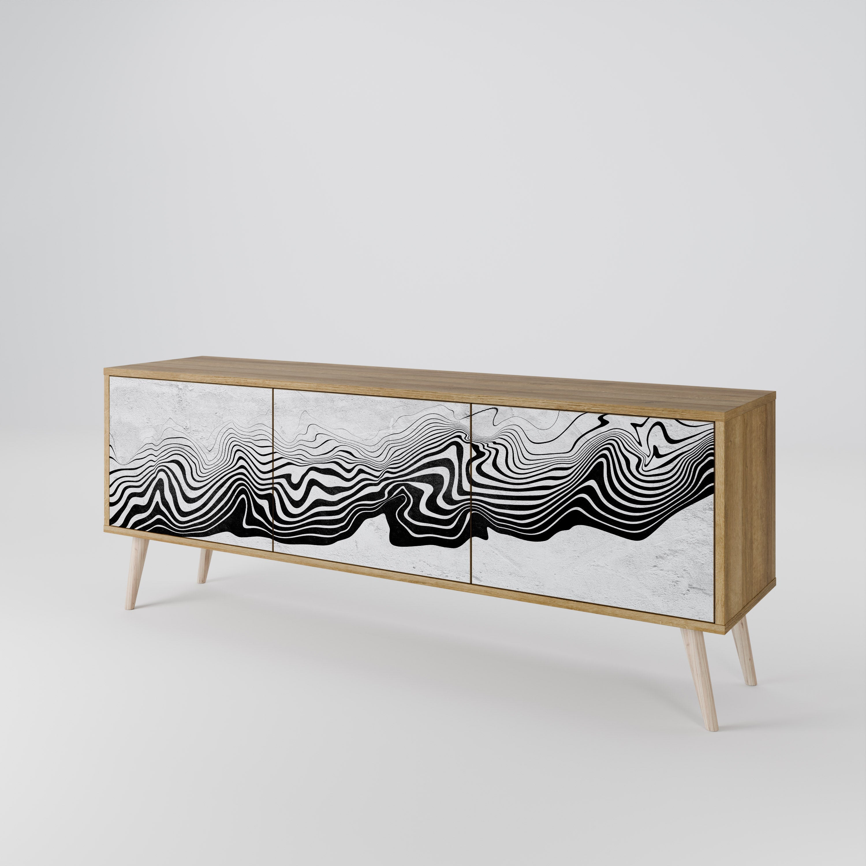 MONOCHROME MIRAGE TV-Lowboard mit 3 Türen in Eiche-Optik