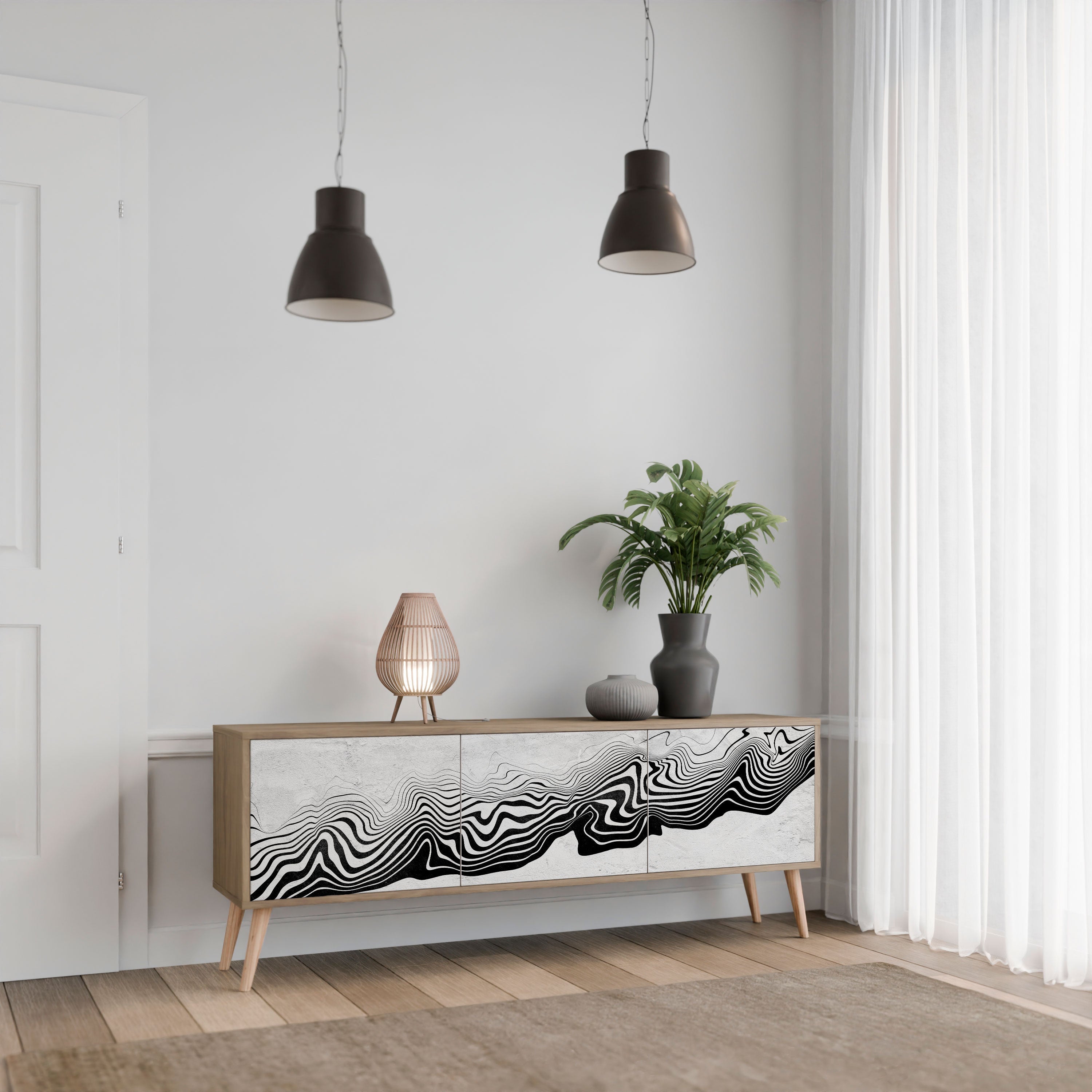 MONOCHROME MIRAGE TV-Lowboard mit 3 Türen in Eiche-Optik