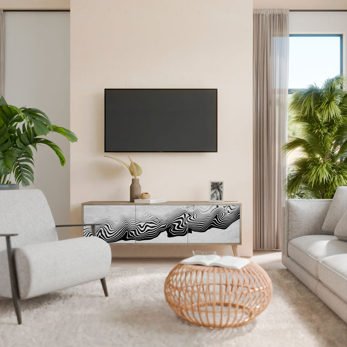 MONOCHROME MIRAGE 3-Door TV Cabinet