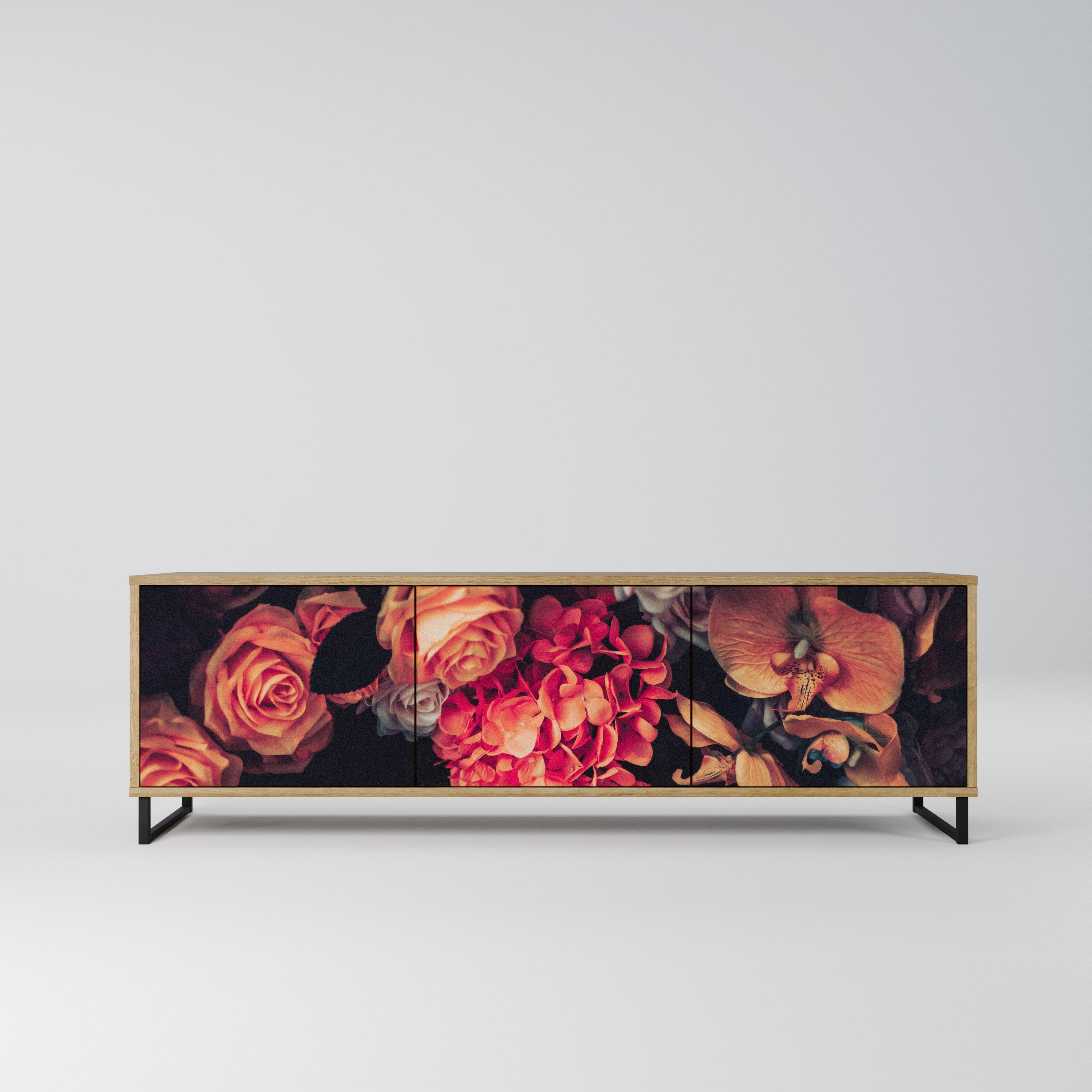 NEVERENDING BLOOM TV-Lowboard mit 3 Türen in Eiche-Optik