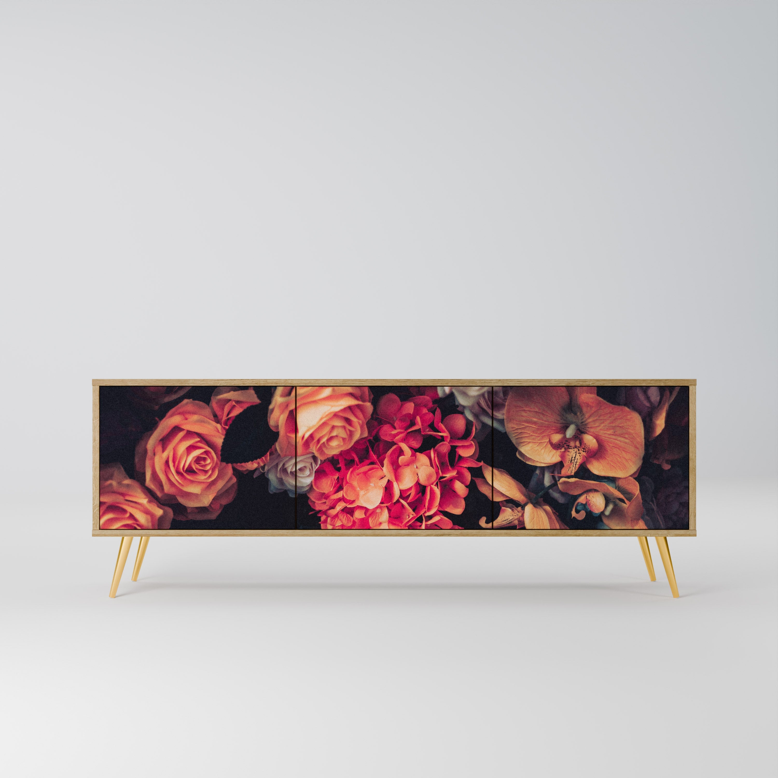 NEVERENDING BLOOM TV-Lowboard mit 3 Türen in Eiche-Optik