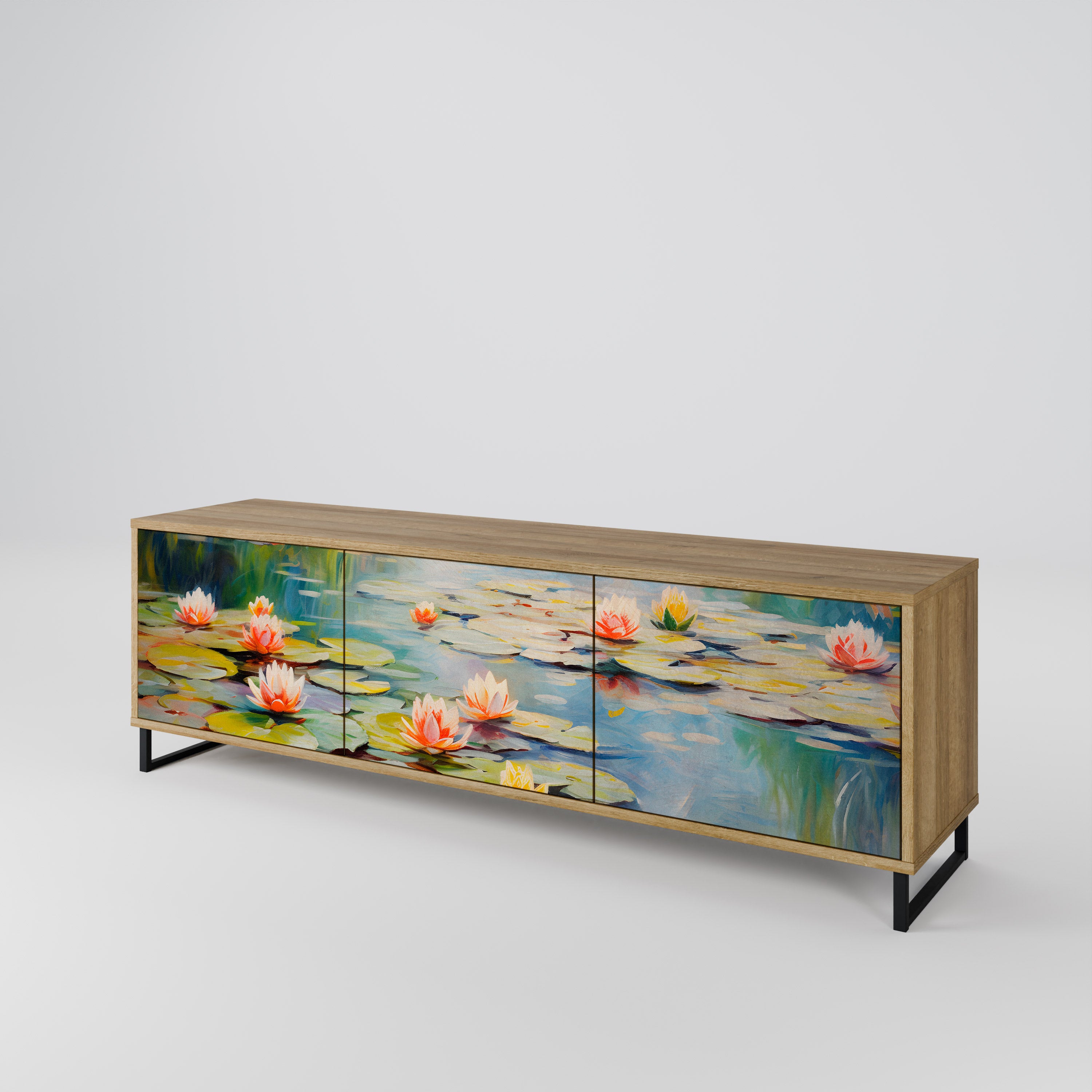 BLOOMING WATERS 3-Door TV Cabinet