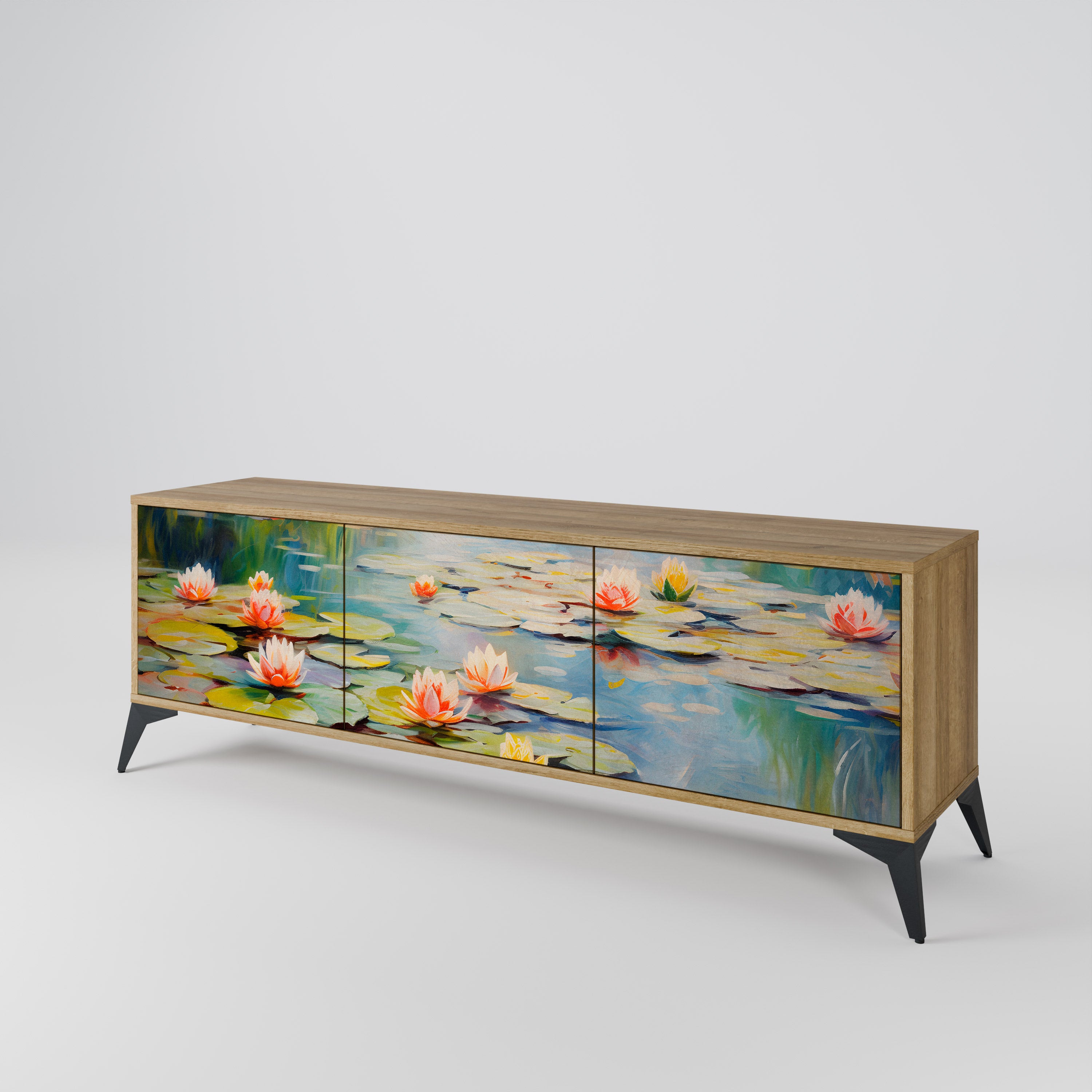BLOOMING WATERS 3-Door TV Cabinet