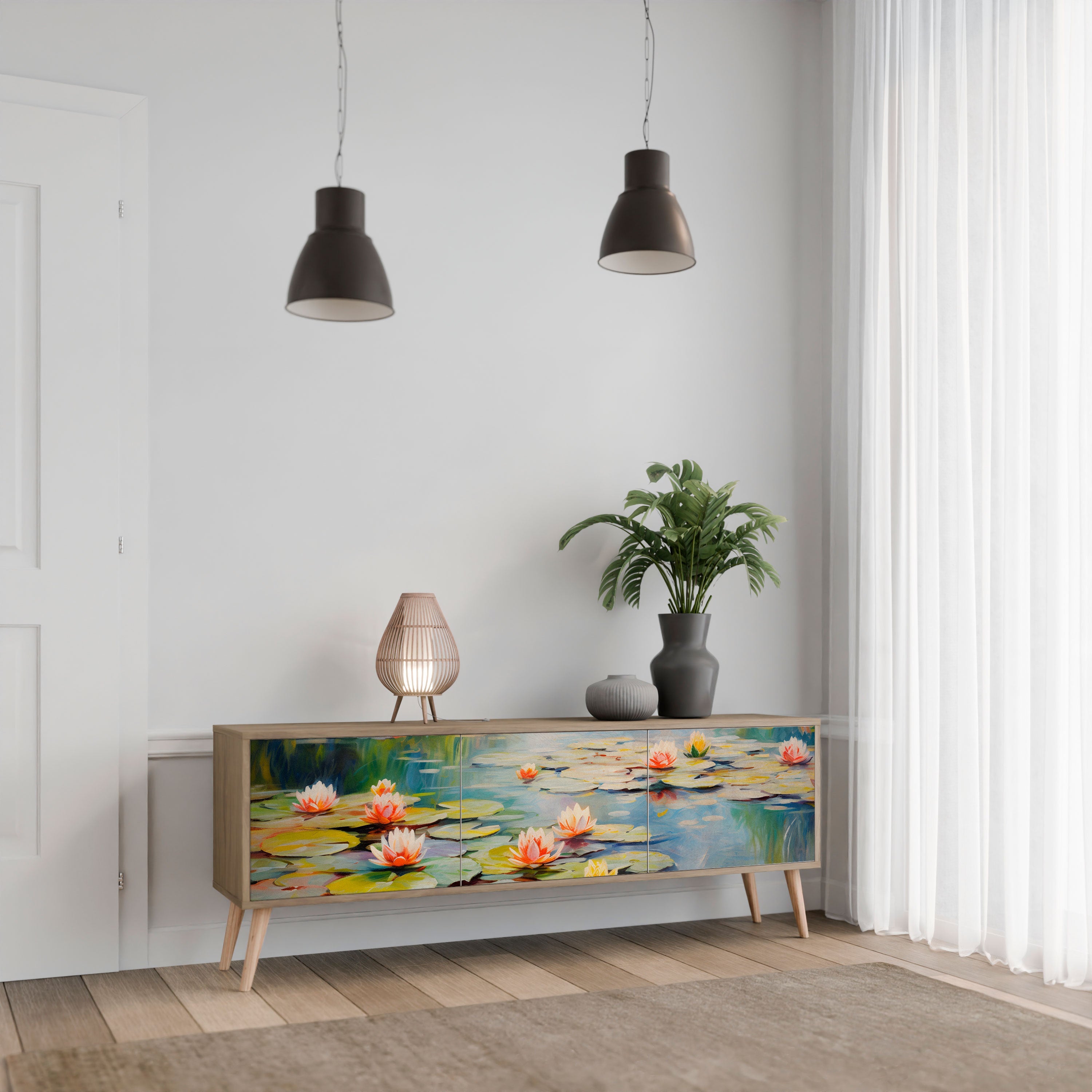 BLOOMING WATERS TV-Lowboard mit 3 Türen in Eiche-Optik