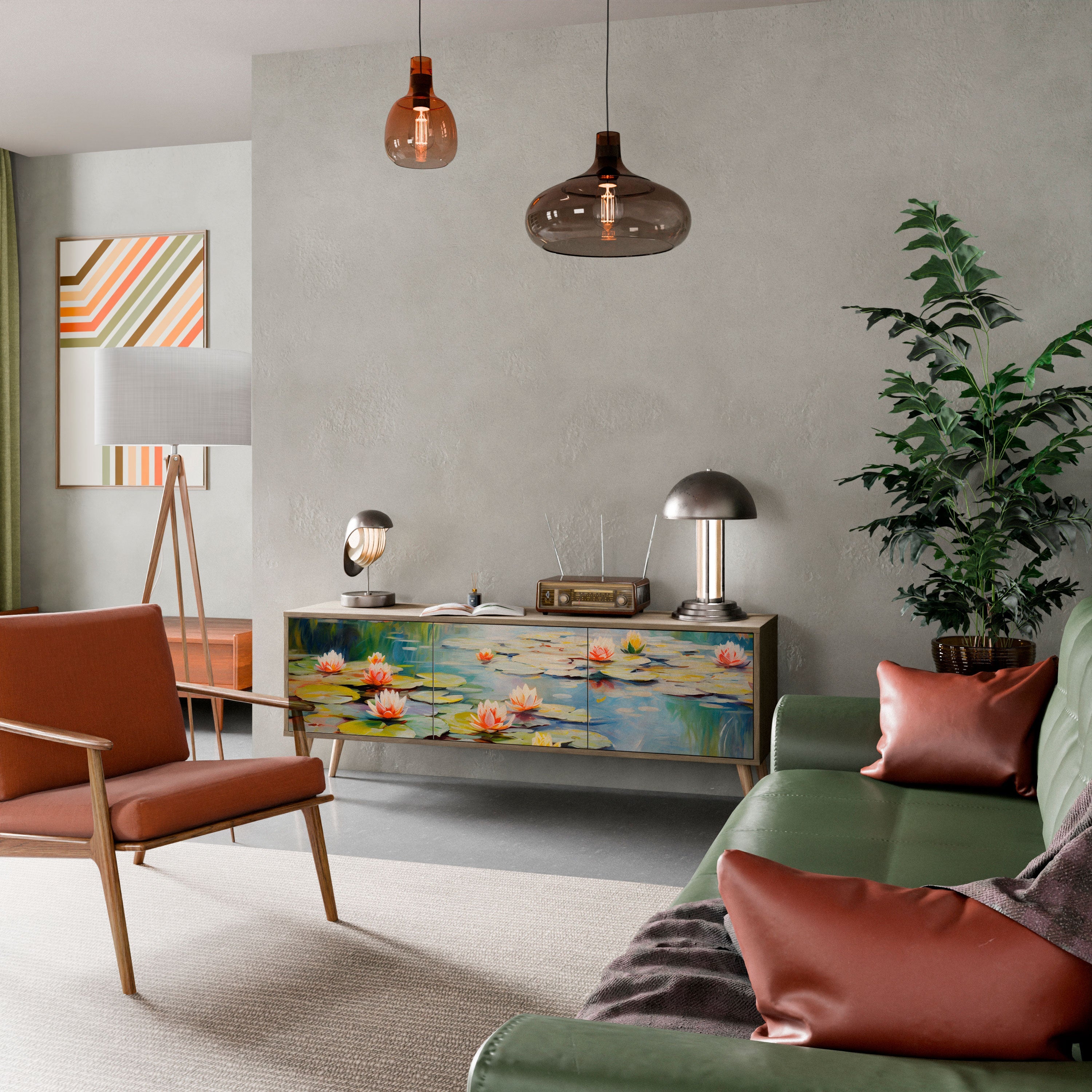 BLOOMING WATERS TV-Lowboard mit 3 Türen in Eiche-Optik