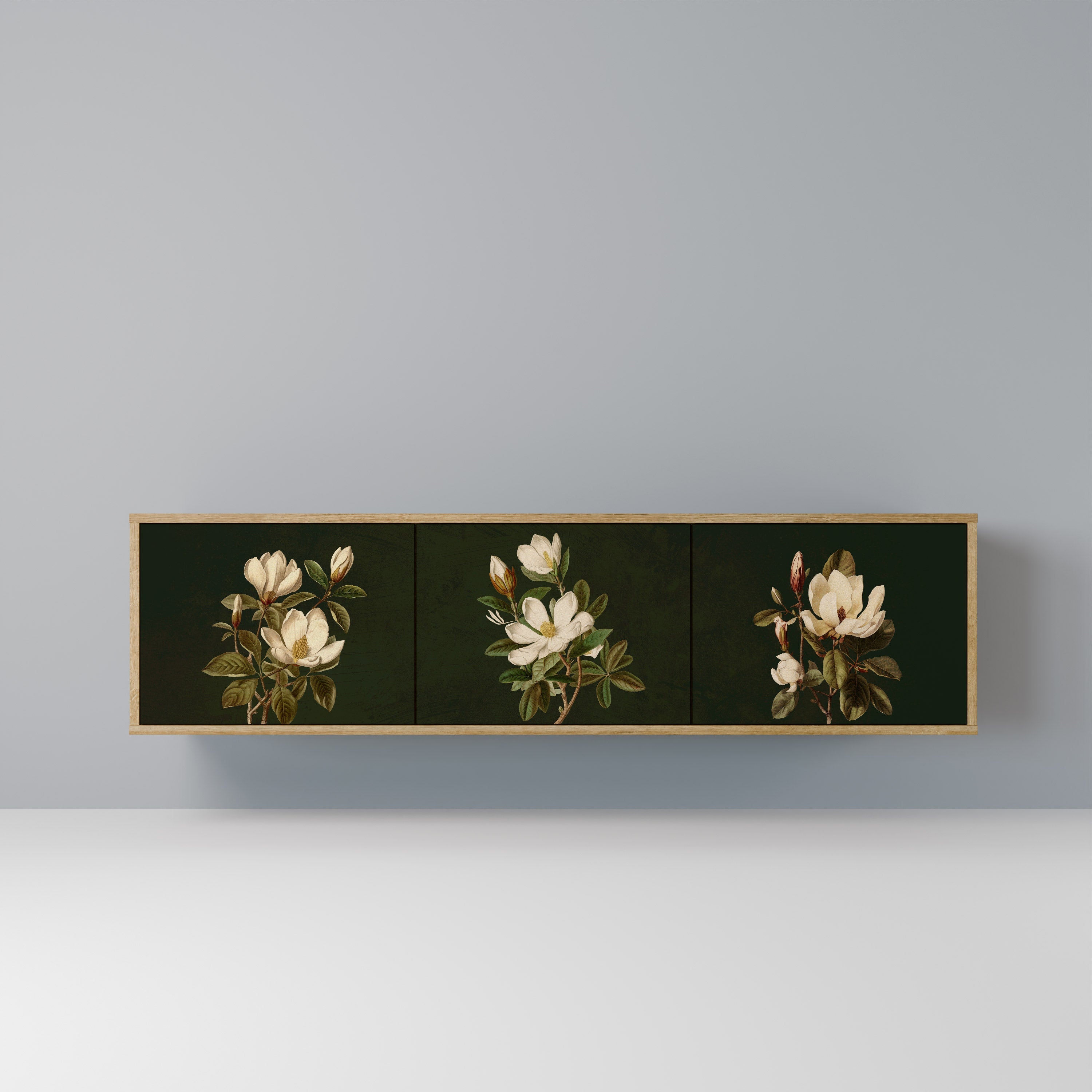 FLORAL NOIR TV-Lowboard mit 3 Türen in Eiche-Optik