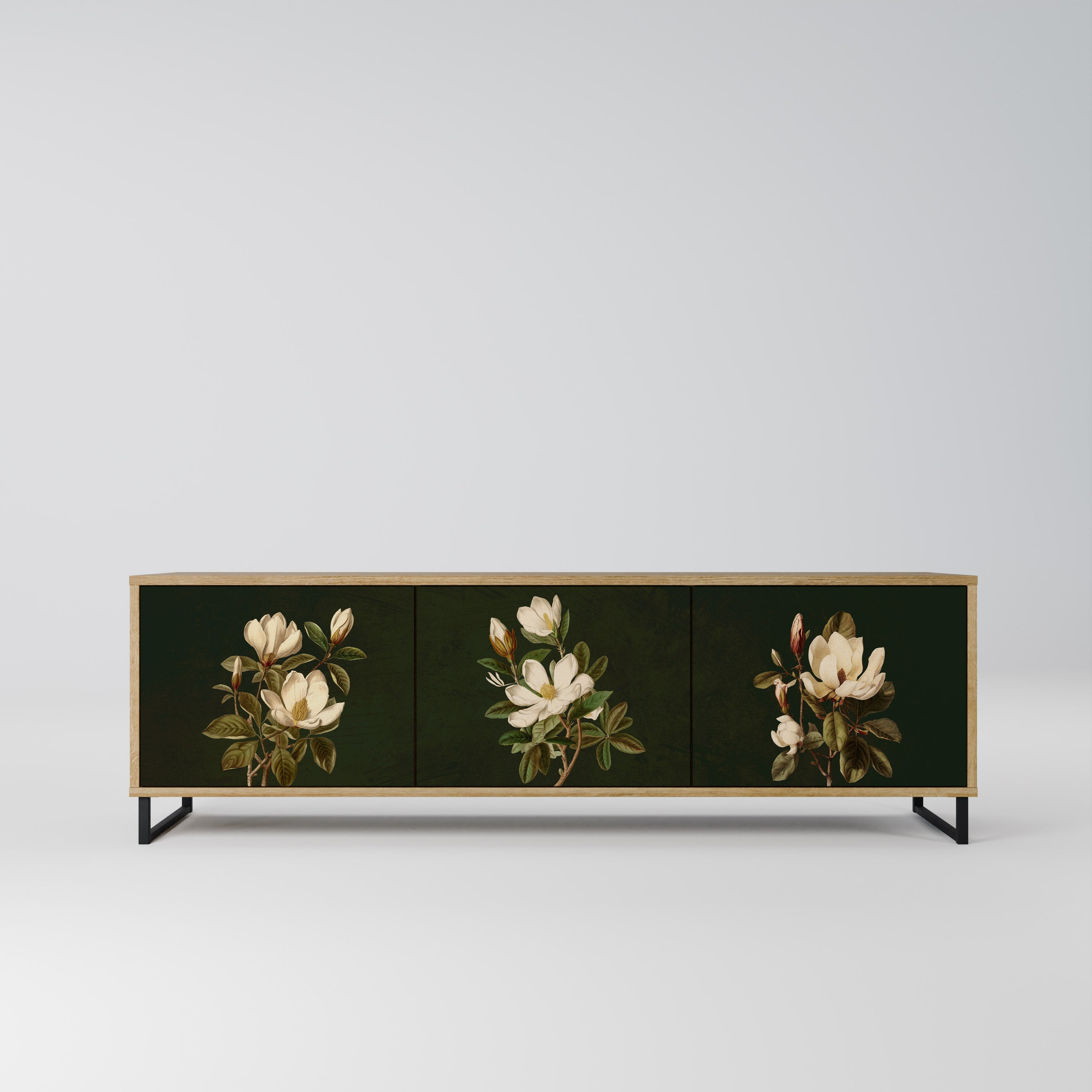 FLORAL NOIR TV-Lowboard mit 3 Türen in Eiche-Optik