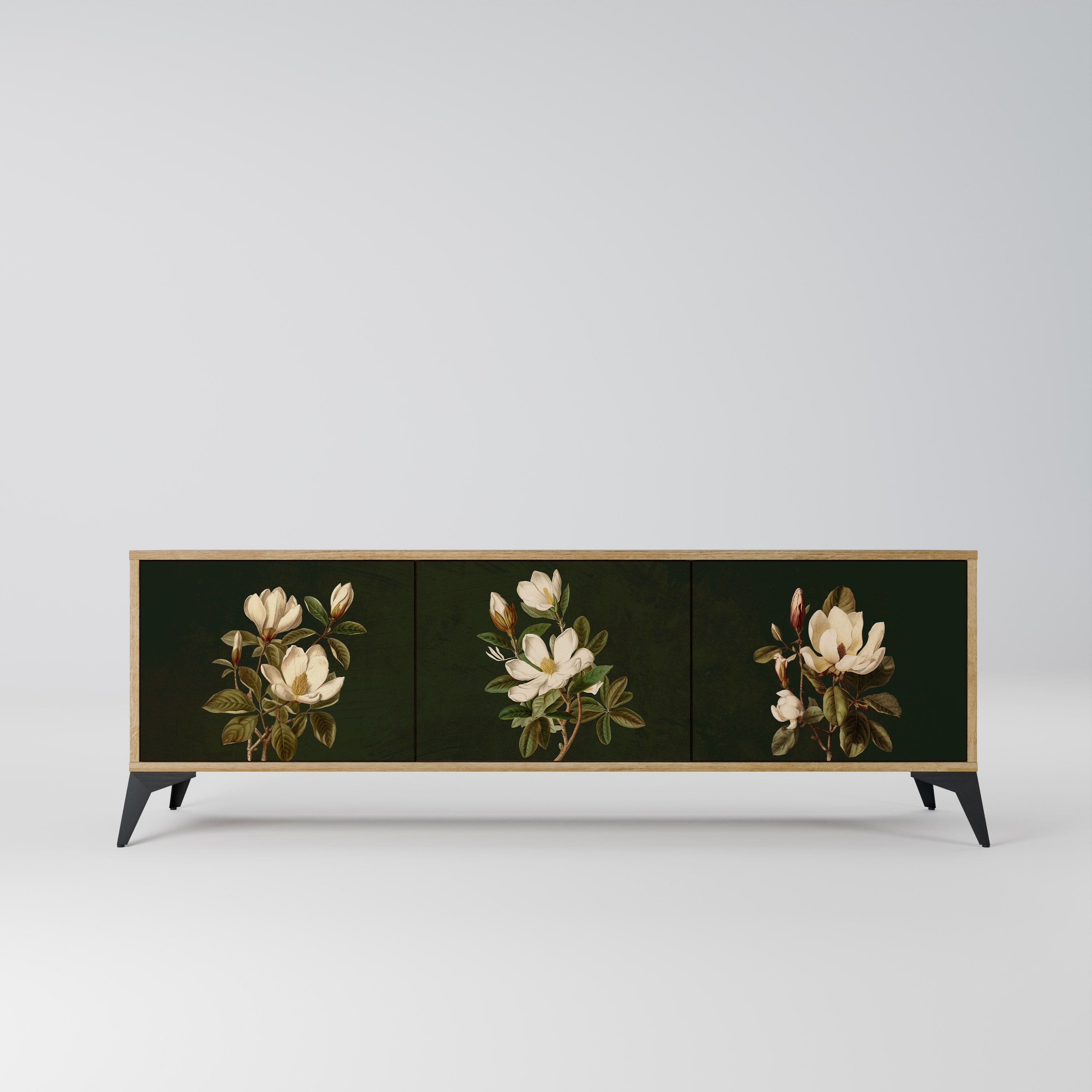 FLORAL NOIR TV-Lowboard mit 3 Türen in Eiche-Optik