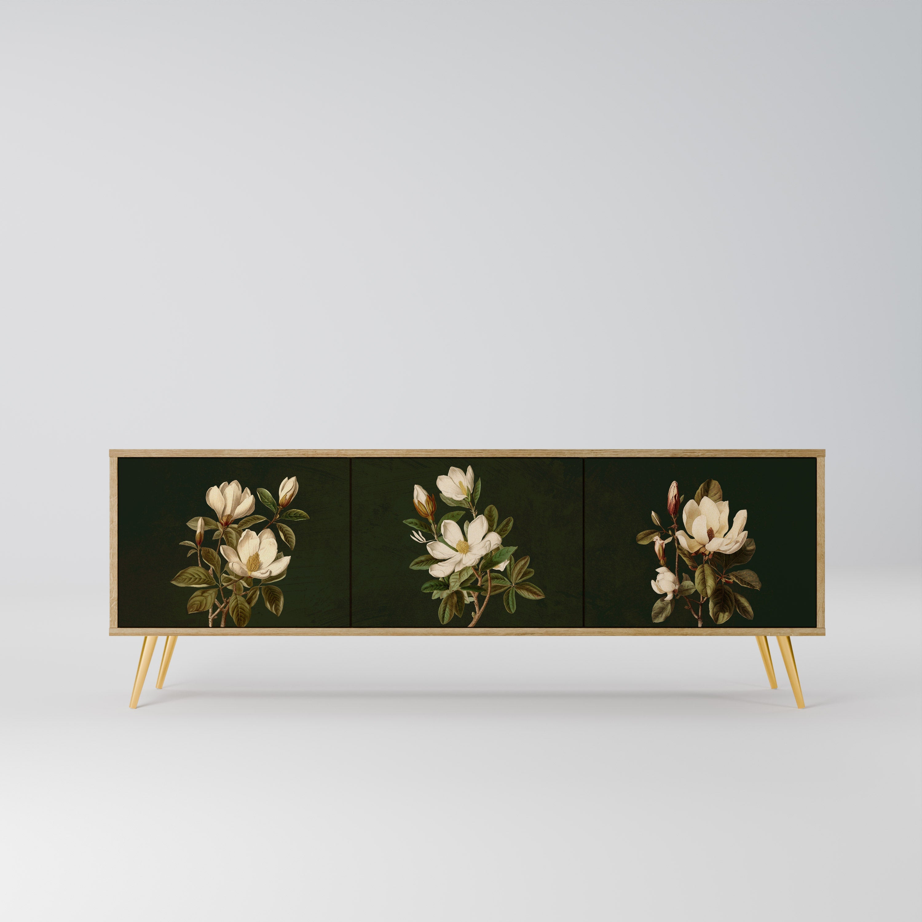 FLORAL NOIR TV-Lowboard mit 3 Türen in Eiche-Optik