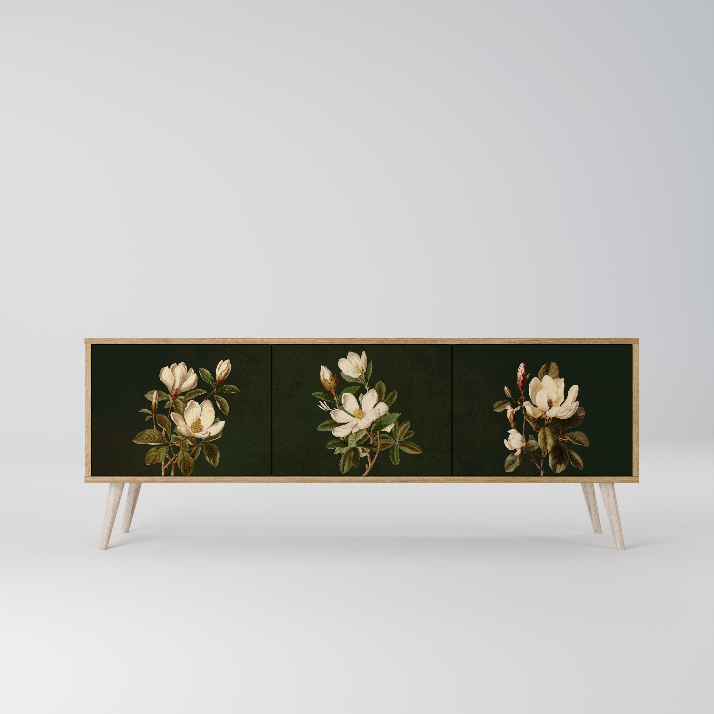 FLORAL NOIR TV-Lowboard mit 3 Türen in Eiche-Optik