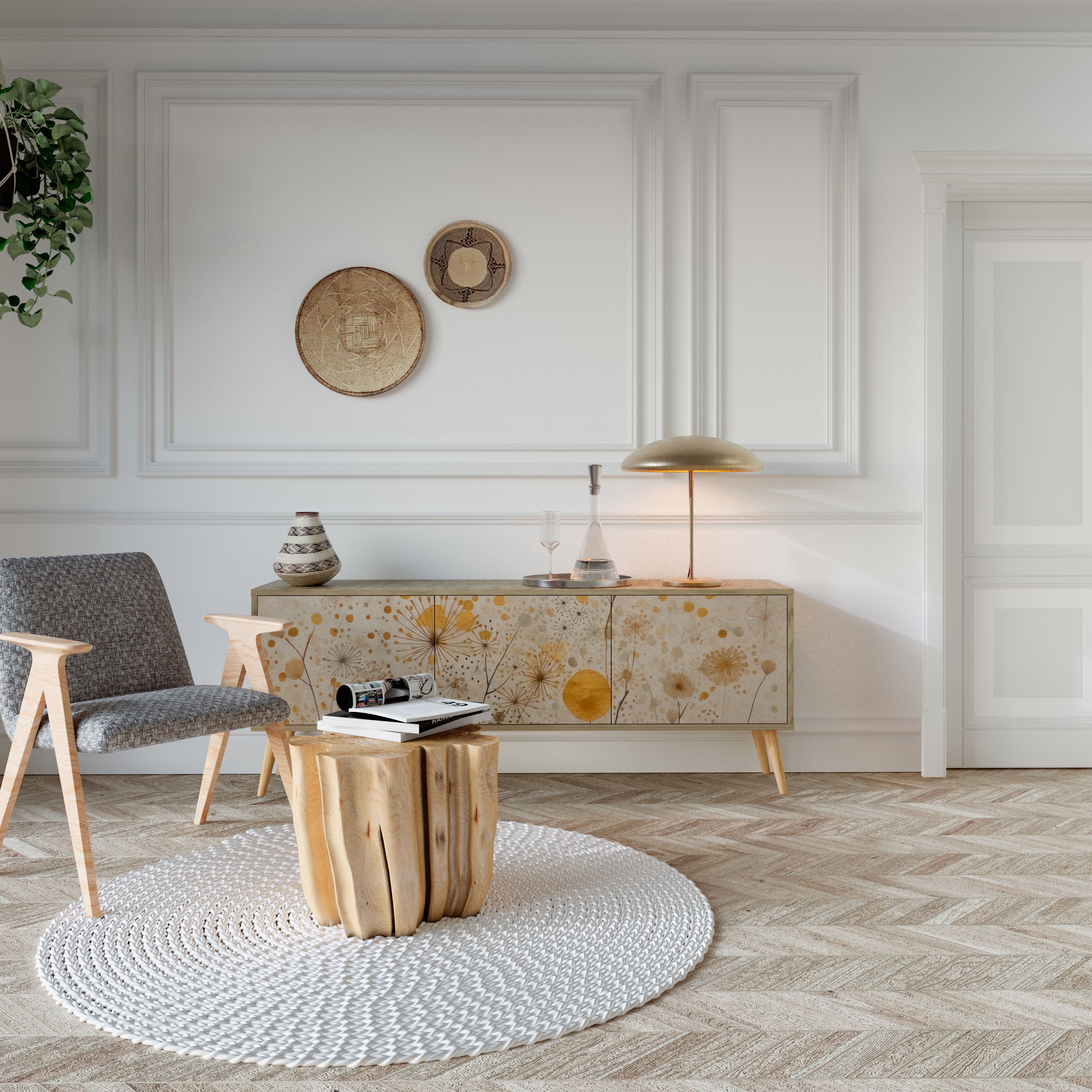 MORNING GLADE TV-Lowboard mit 3 Türen in Eiche-Optik