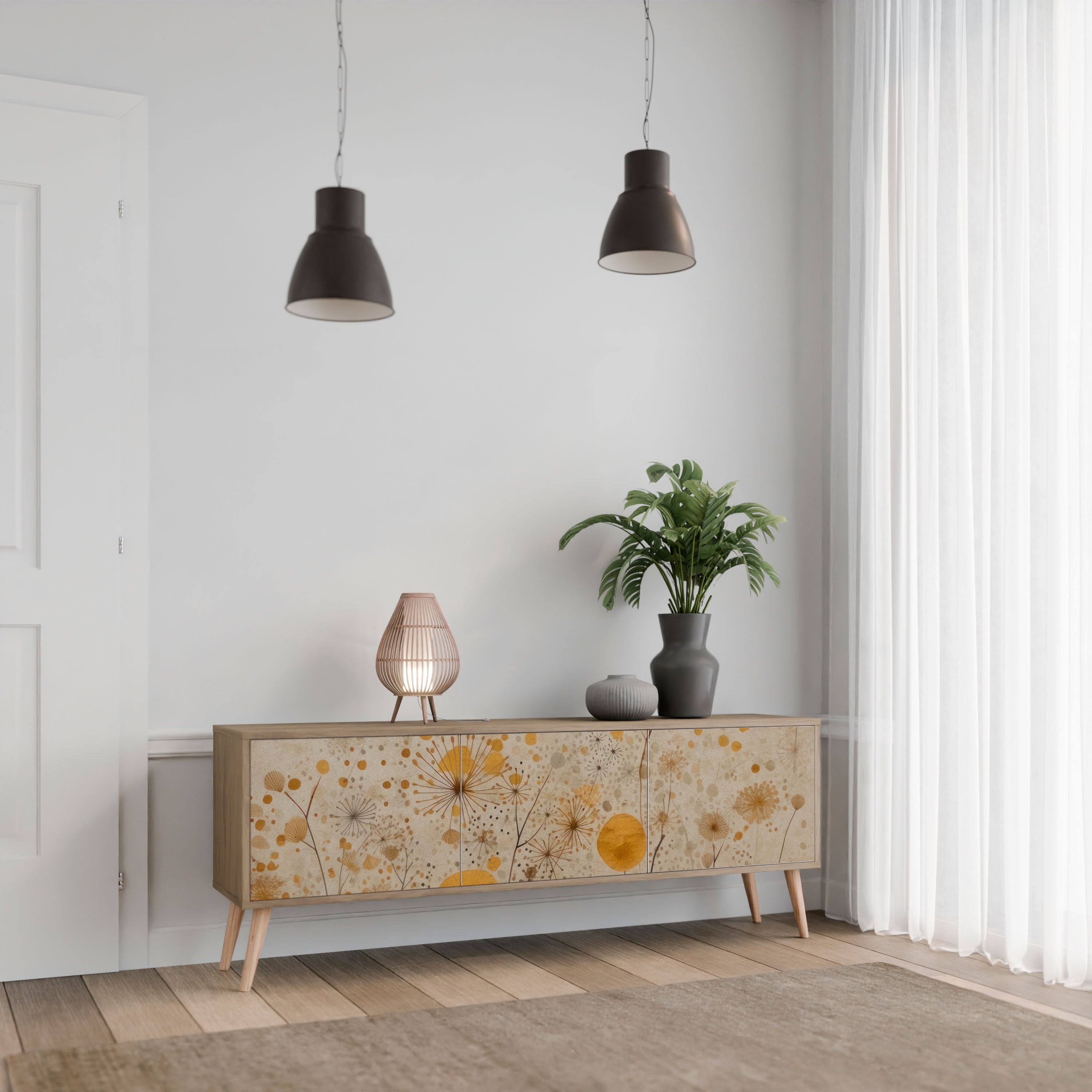 MORNING GLADE TV-Lowboard mit 3 Türen in Eiche-Optik