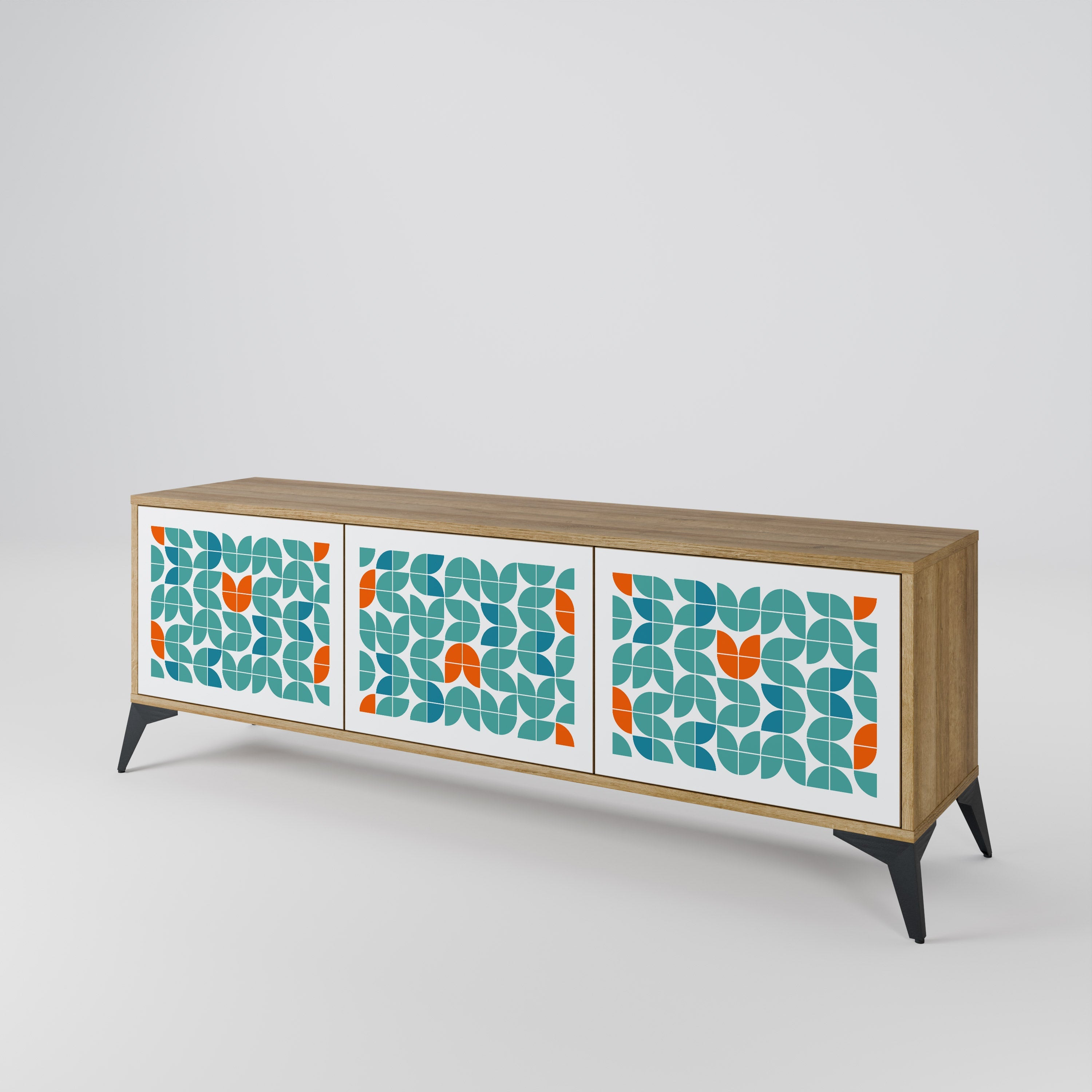 BE THE CHANGE TV-Lowboard mit 3 Türen in Eiche-Optik