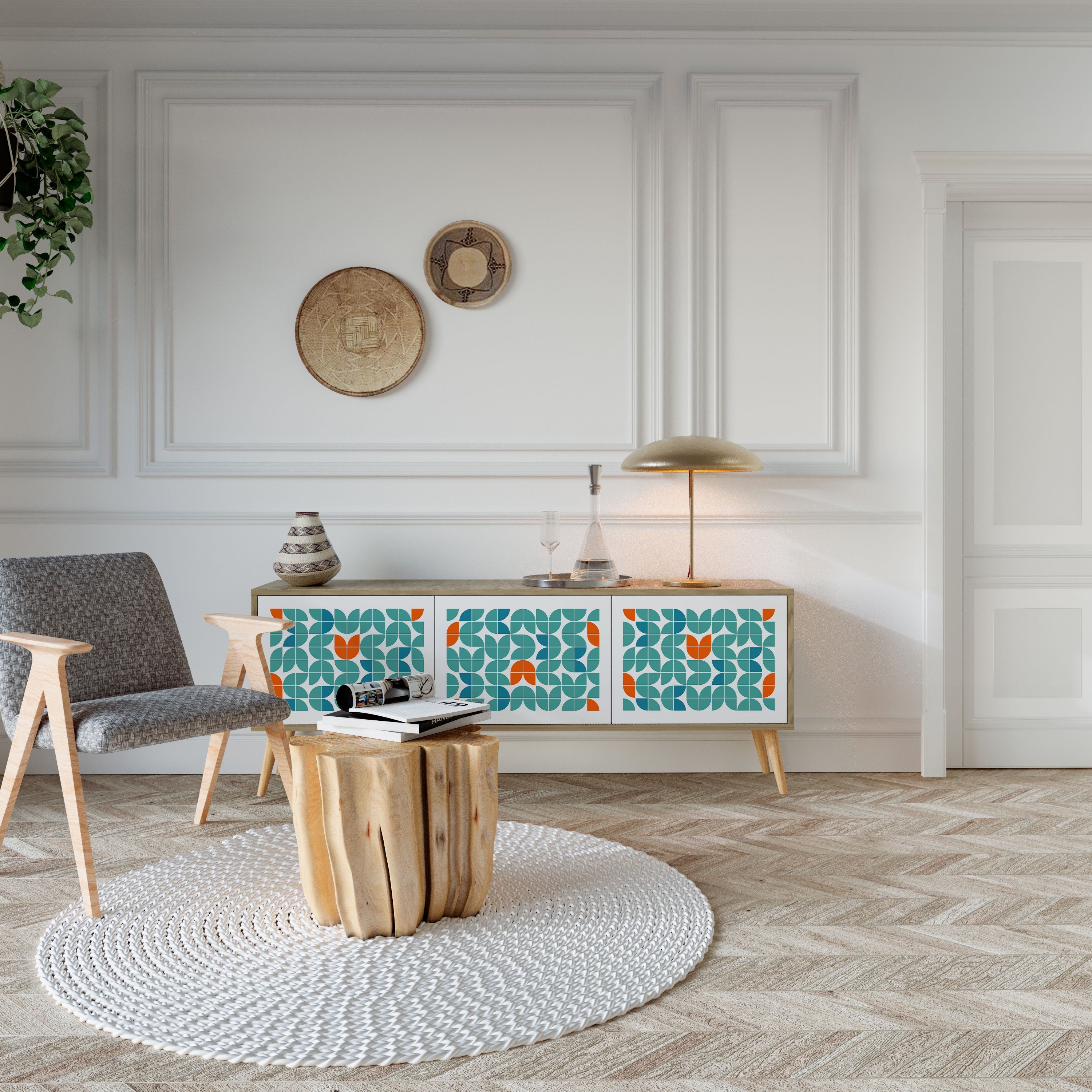 BE THE CHANGE TV-Lowboard mit 3 Türen in Eiche-Optik