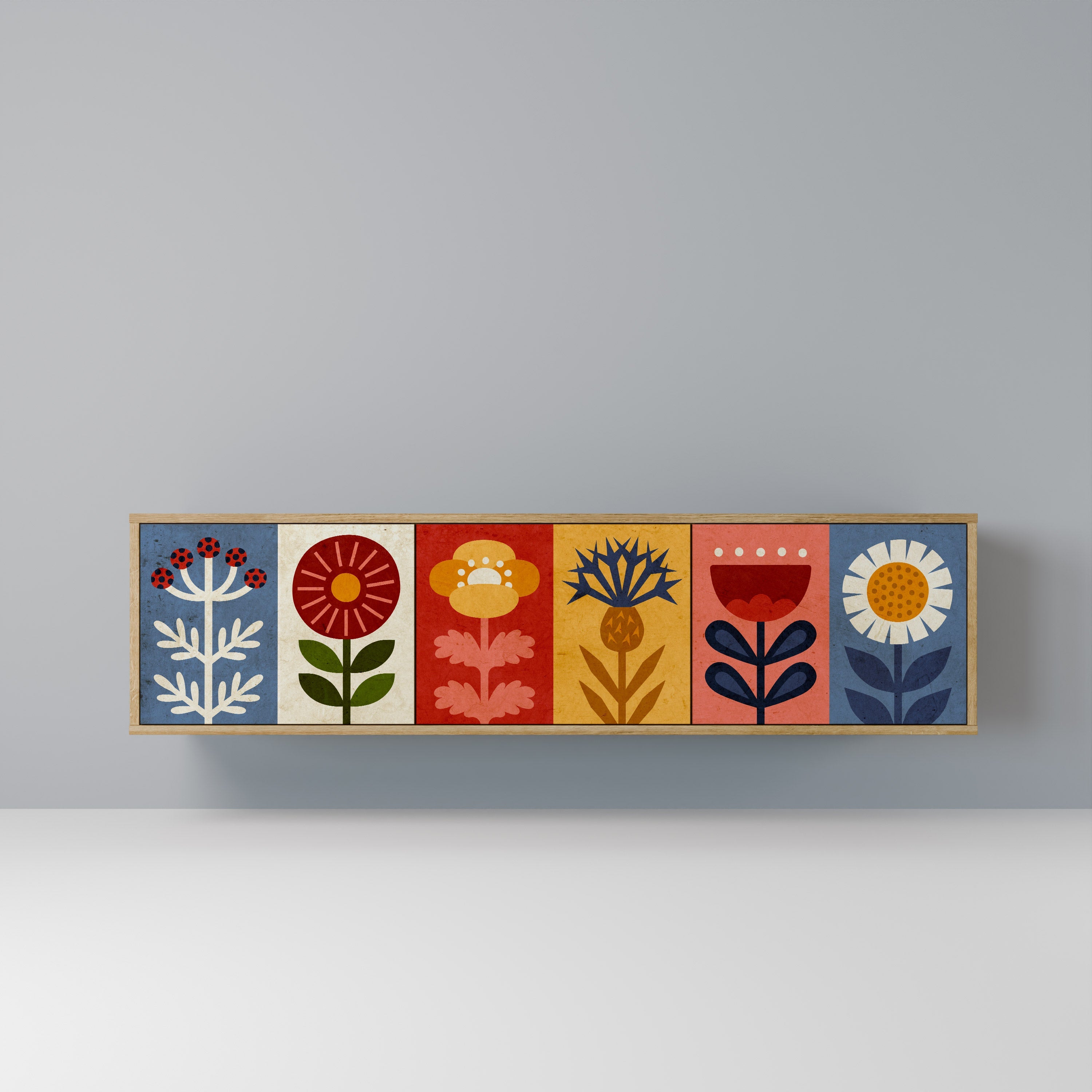 SCANDIC FLOWERET TV-Lowboard mit 3 Türen in Eiche-Optik