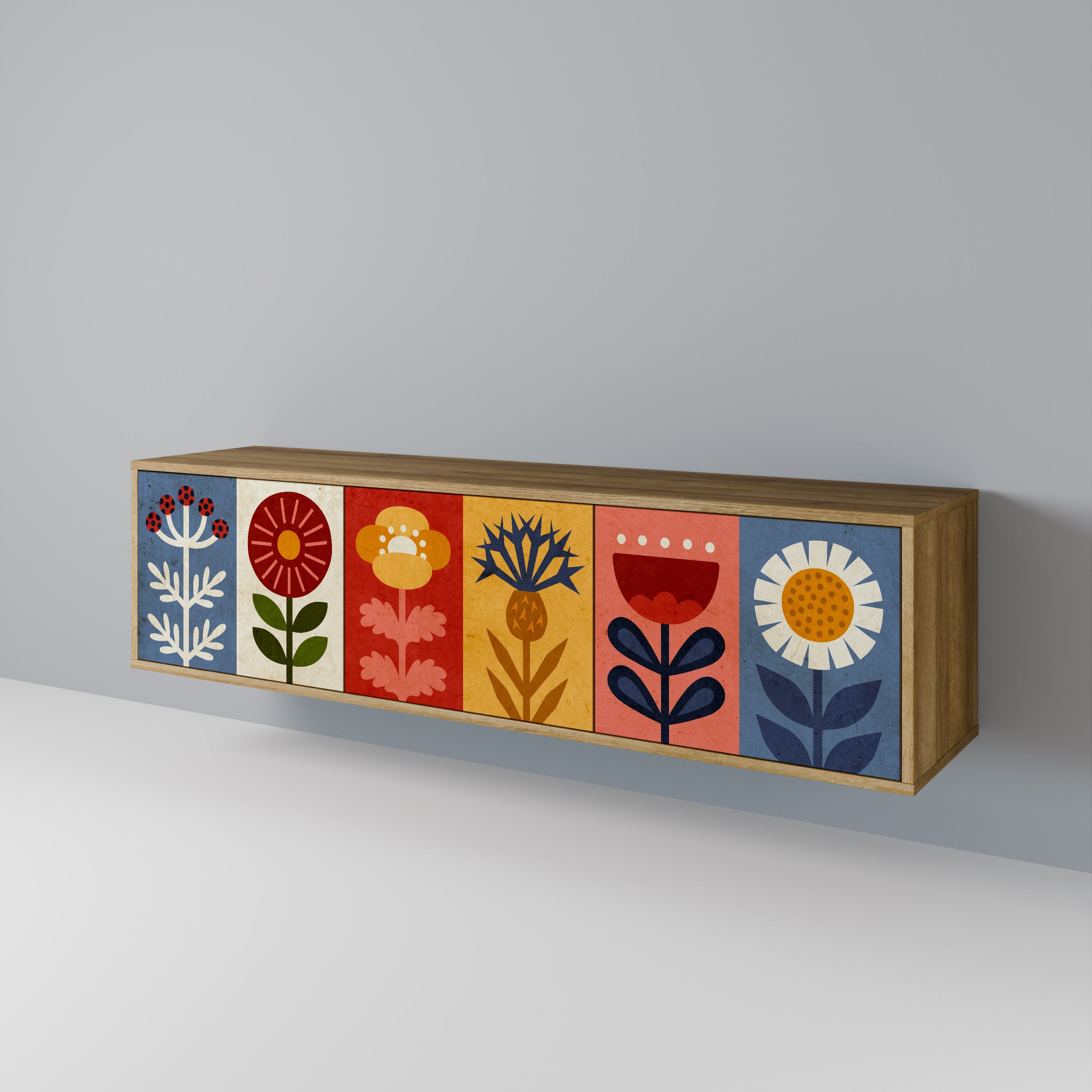 SCANDIC FLOWERET TV-Lowboard mit 3 Türen in Eiche-Optik