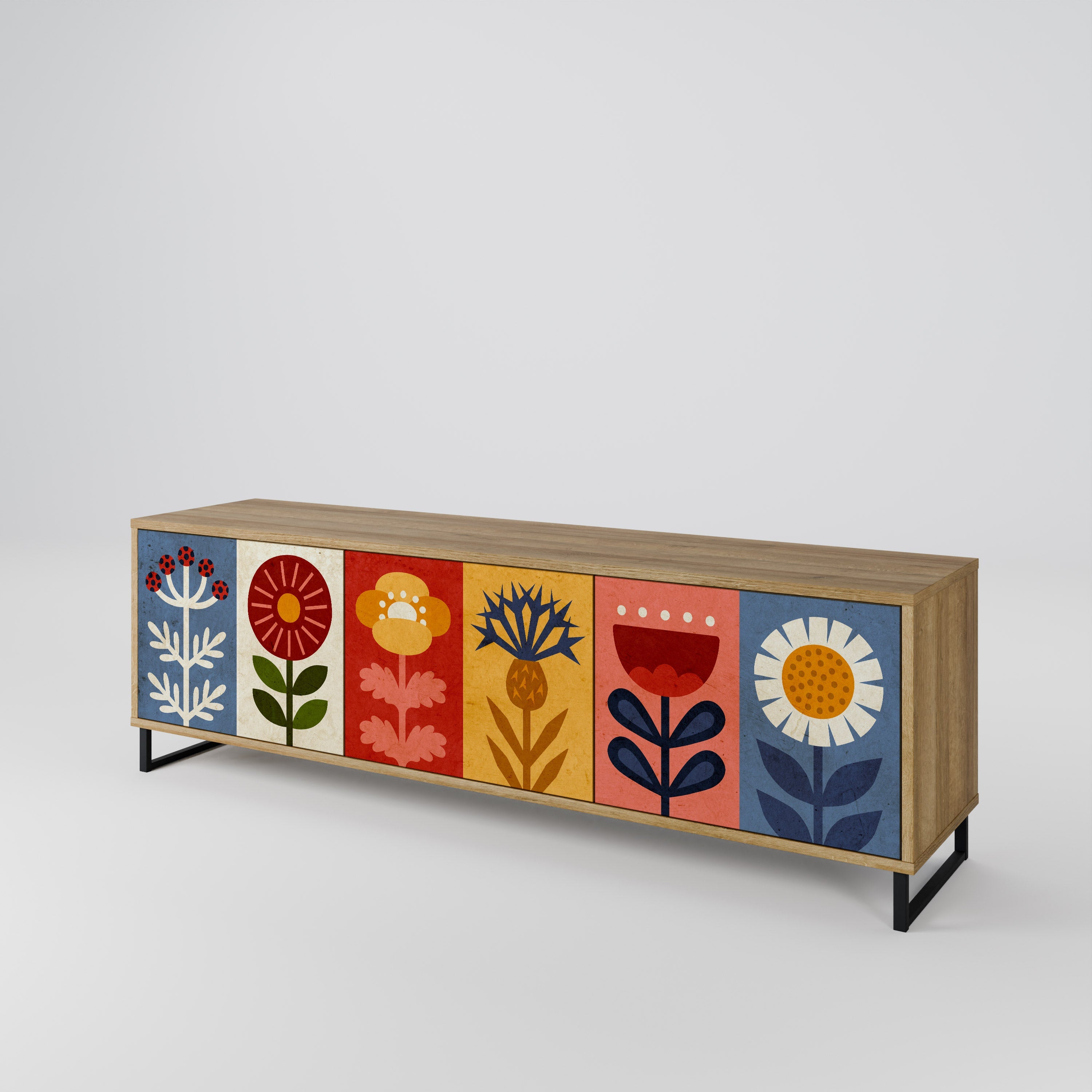 SCANDIC FLOWERET TV-Lowboard mit 3 Türen in Eiche-Optik