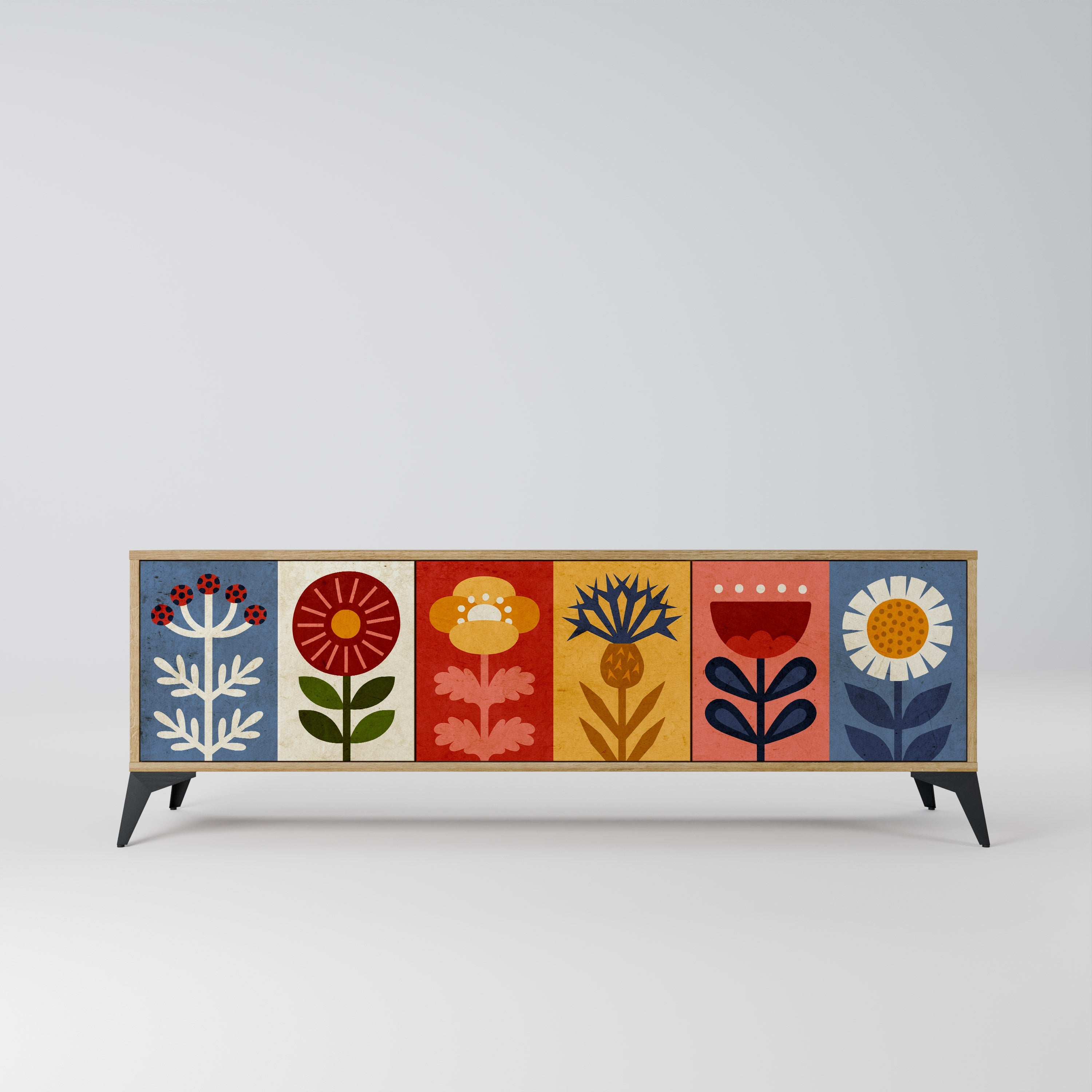 SCANDIC FLOWERET TV-Lowboard mit 3 Türen in Eiche-Optik