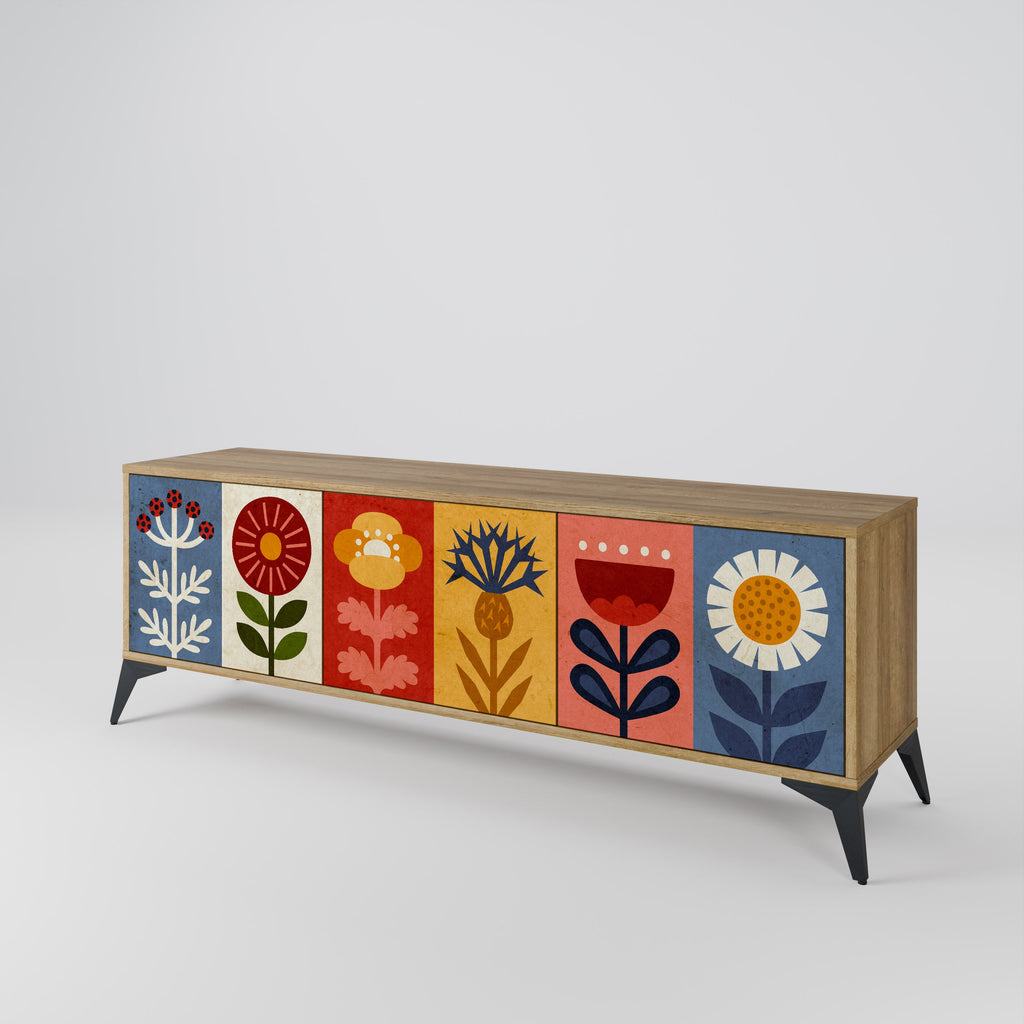 SCANDIC FLOWERET TV-Lowboard mit 3 Türen in Eiche-Optik