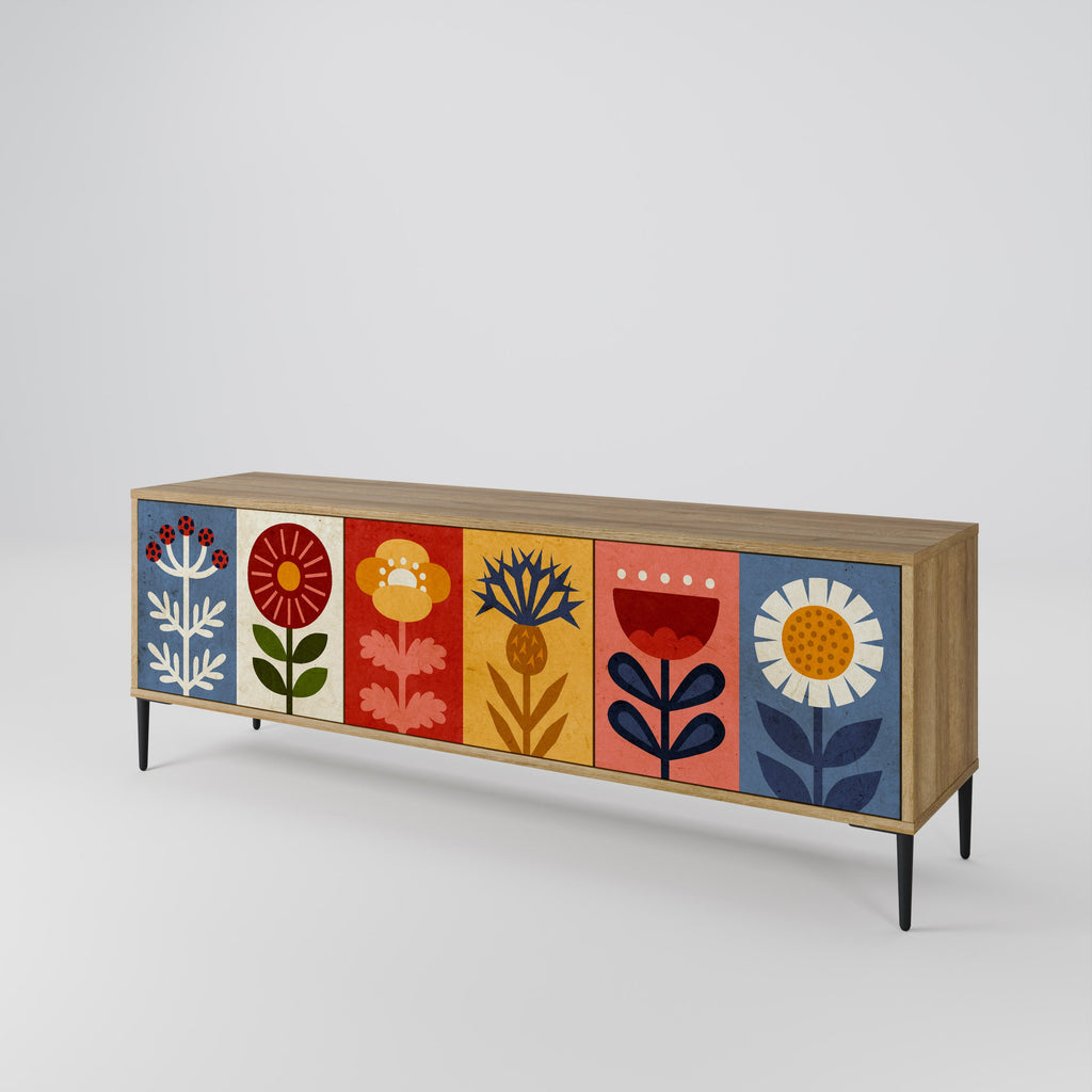 SCANDIC FLOWERET TV-Lowboard mit 3 Türen in Eiche-Optik