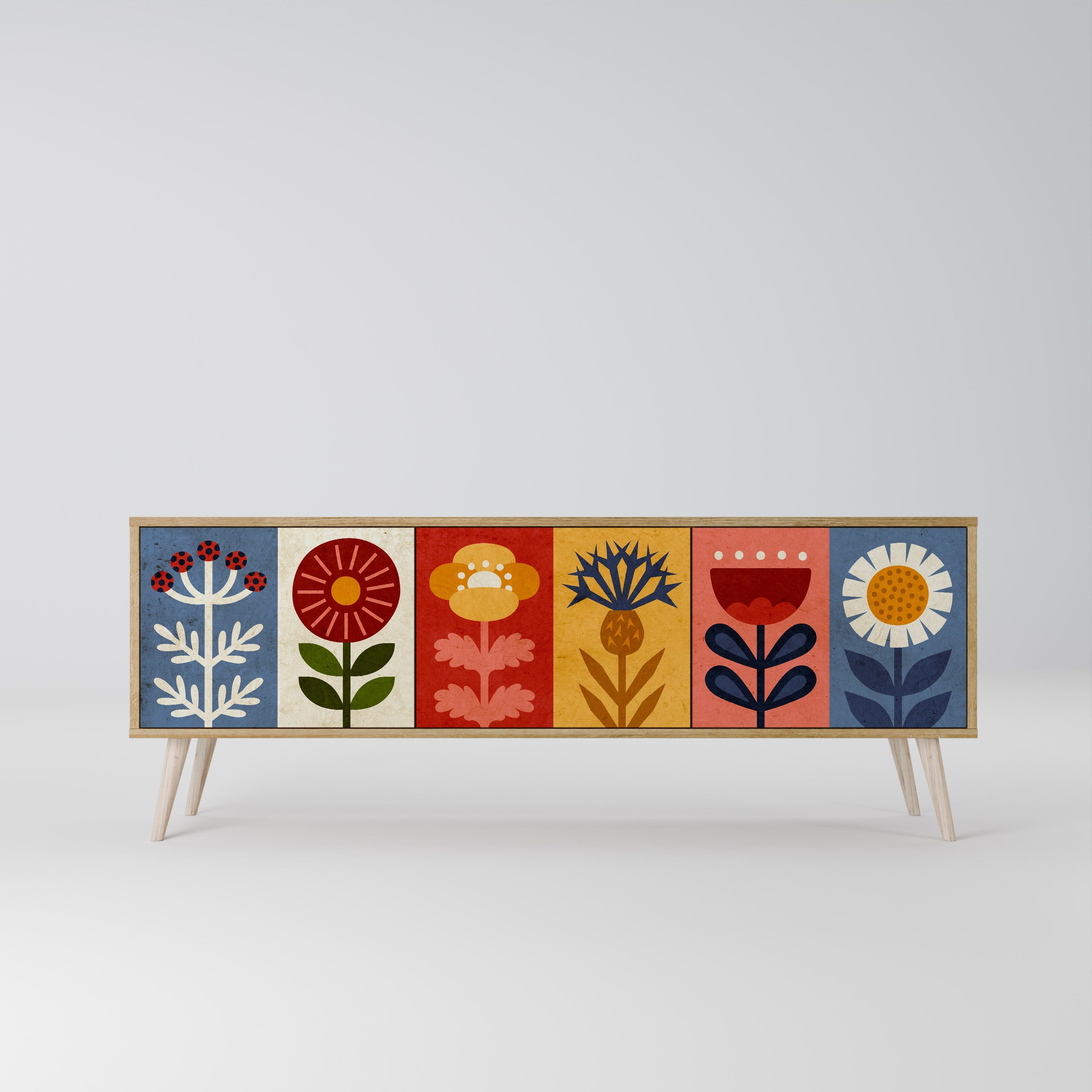 SCANDIC FLOWERET TV-Lowboard mit 3 Türen in Eiche-Optik