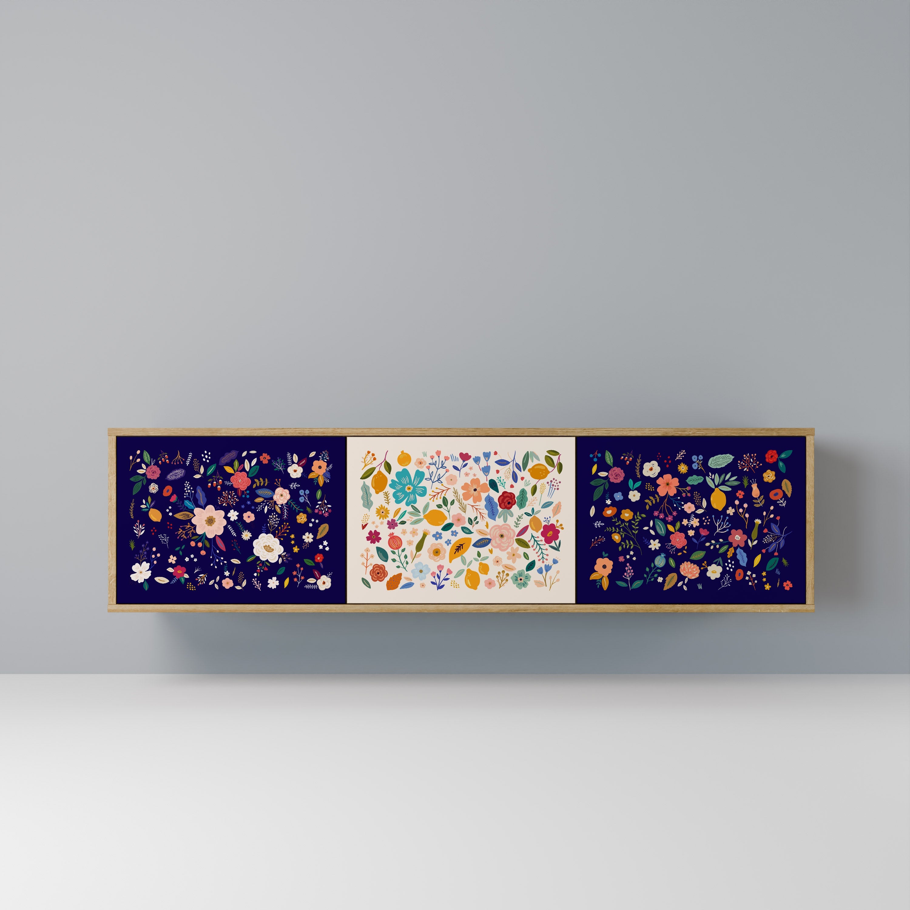 FLORAL COMBINATION TV-Lowboard mit 3 Türen in Eiche-Optik