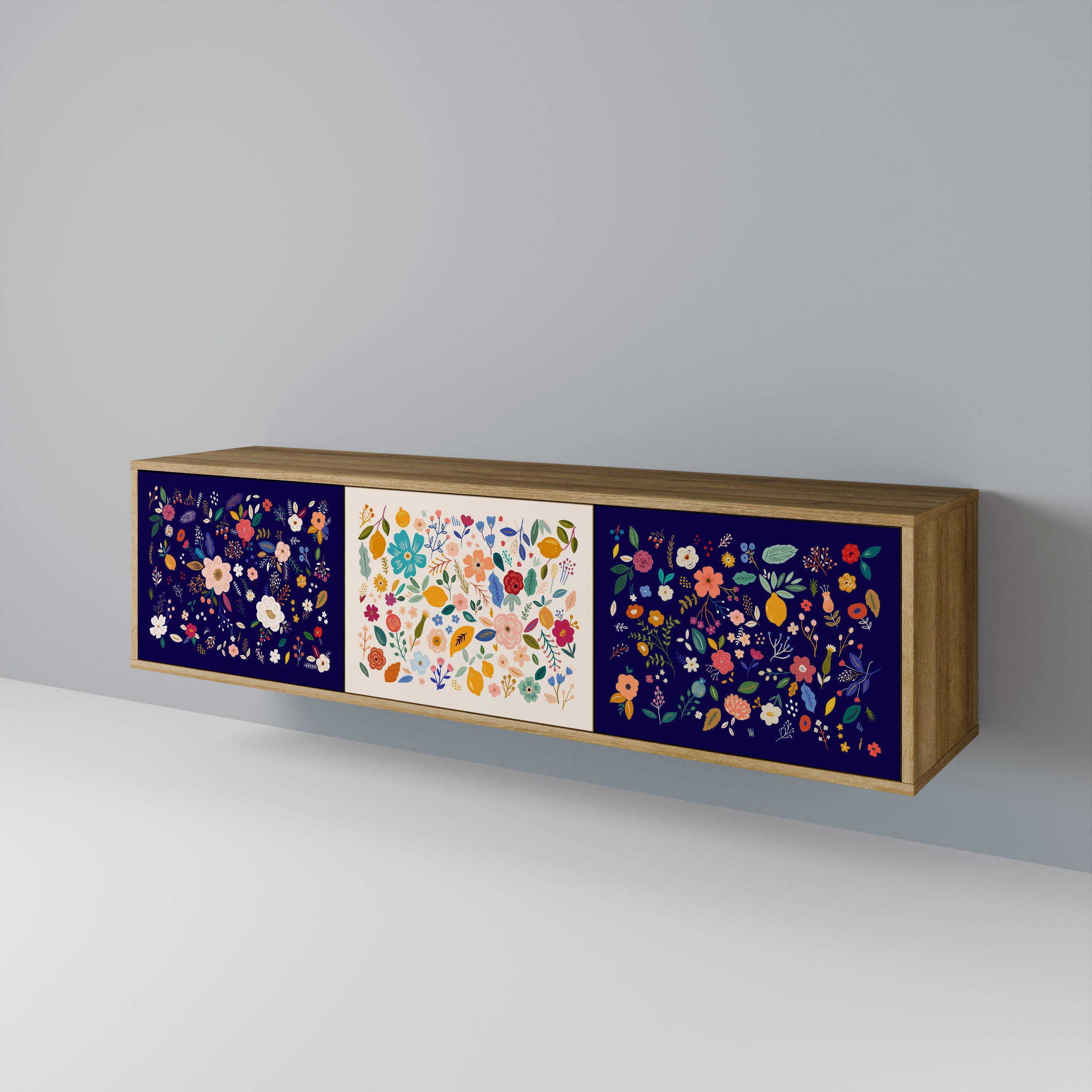 FLORAL COMBINATION TV-Lowboard mit 3 Türen in Eiche-Optik